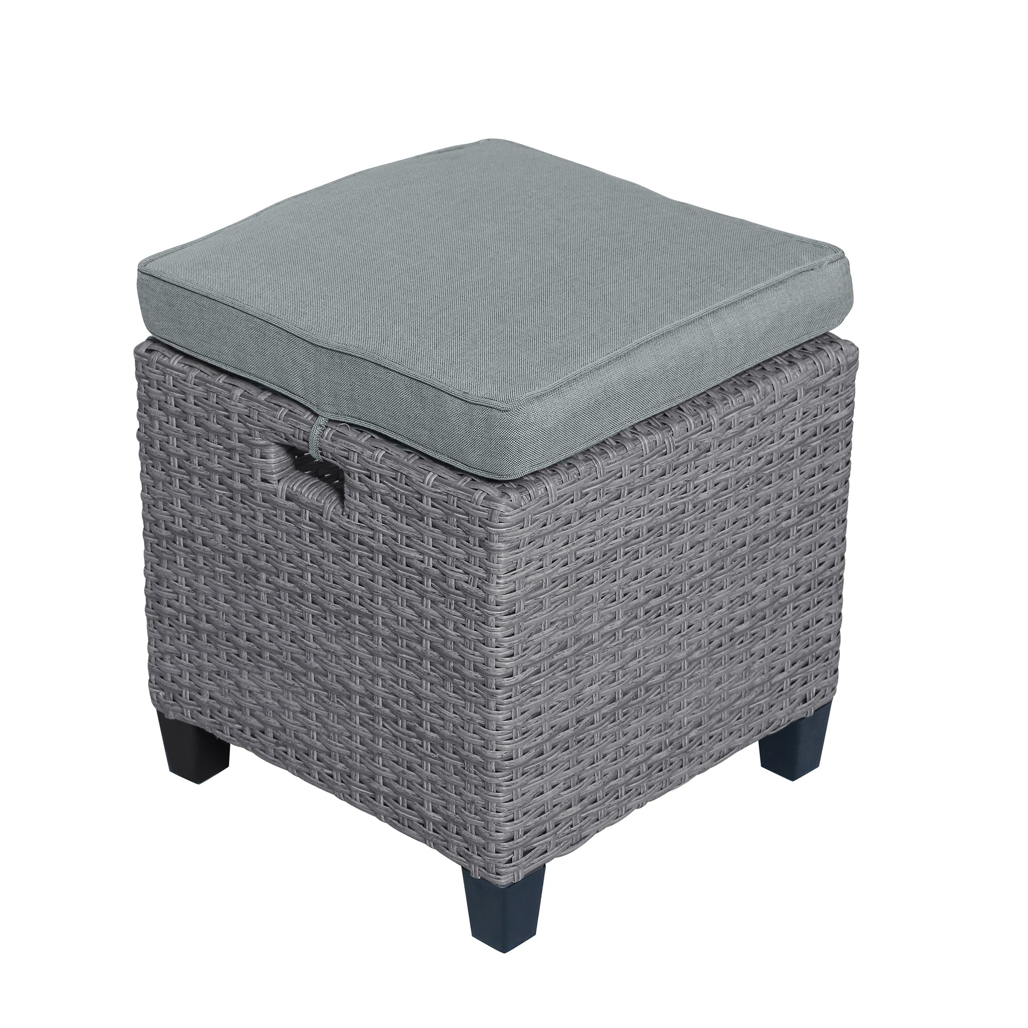 TOPMAX 6-piece outdoor rattan wicker set chair, stool, and table (gray rattan+gray mat)