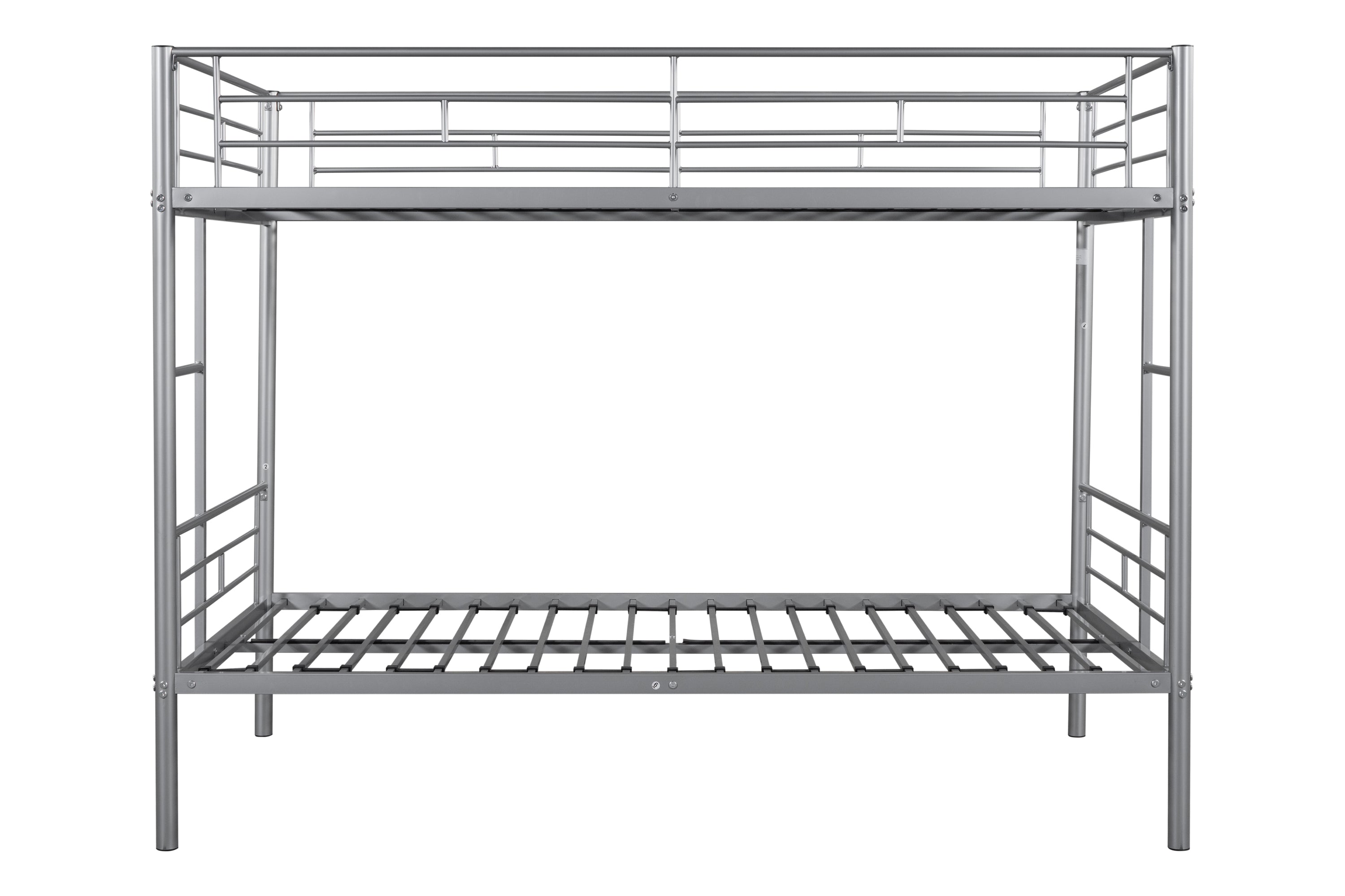 Metal bunk bed/sturdy/noise reduction/2 side ladders/safety guardrails/CPC certification/no spring box required (Silver)