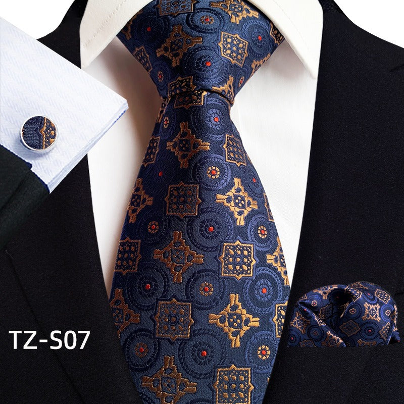 Paisley waist flower men's tie pocket towel cuff three piece set