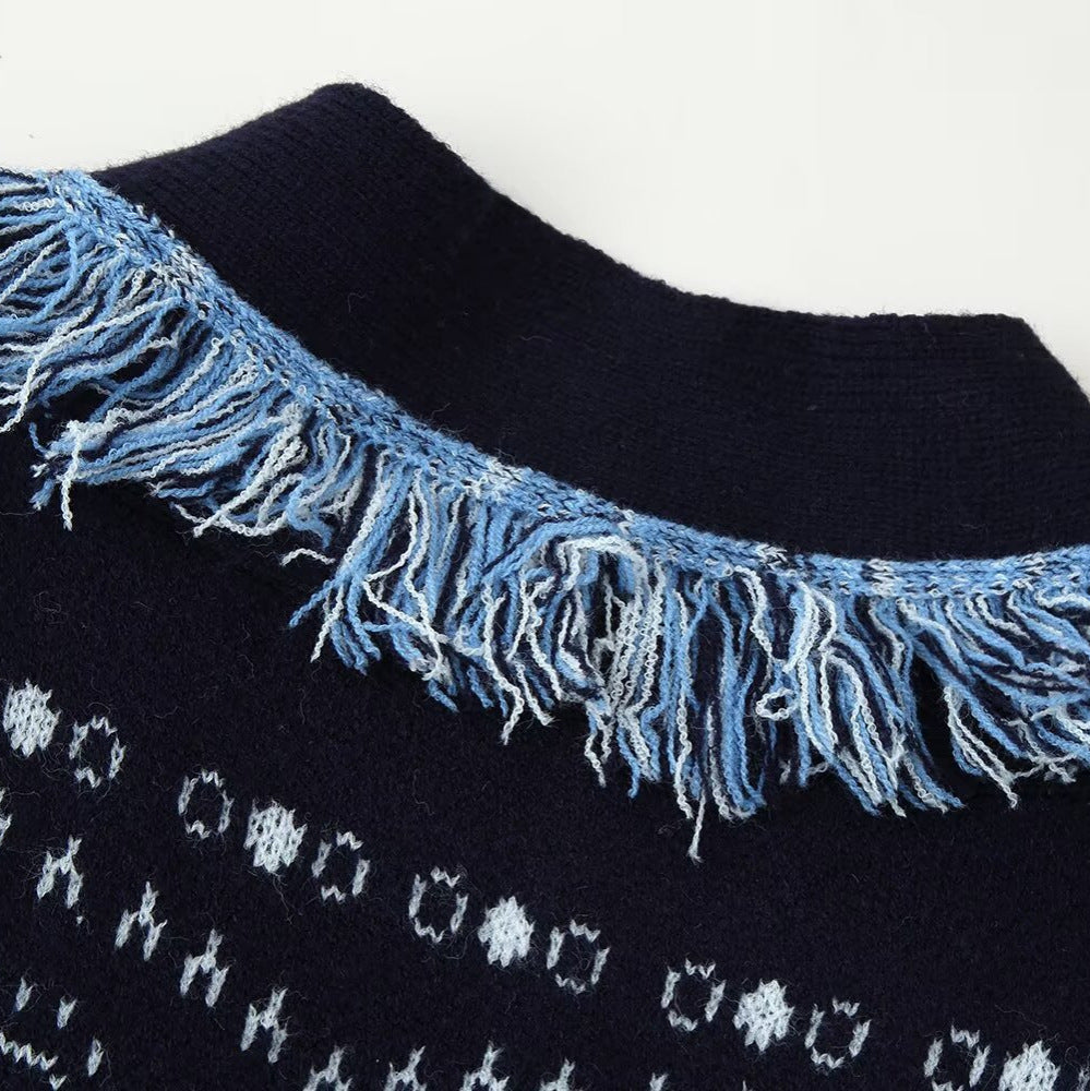 Tassel shawl knitted cardigan jacket