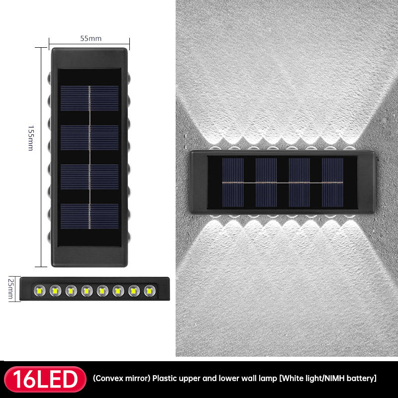 Solar Dual Head Wall Lamp, Outdoor Courtyard Lamp, Waterproof, Outdoor Upper and Lower Emitting Wall Courtyard Lamp