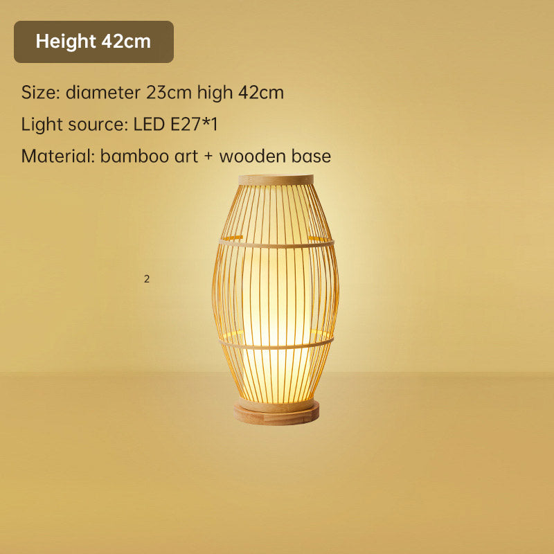 Japanese Zen Style Bamboo Woven Desk Lamp, Bedroom, Living Room, Tea Room, Hotel, Study, Bedside, New Chinese Style Desk Lamp