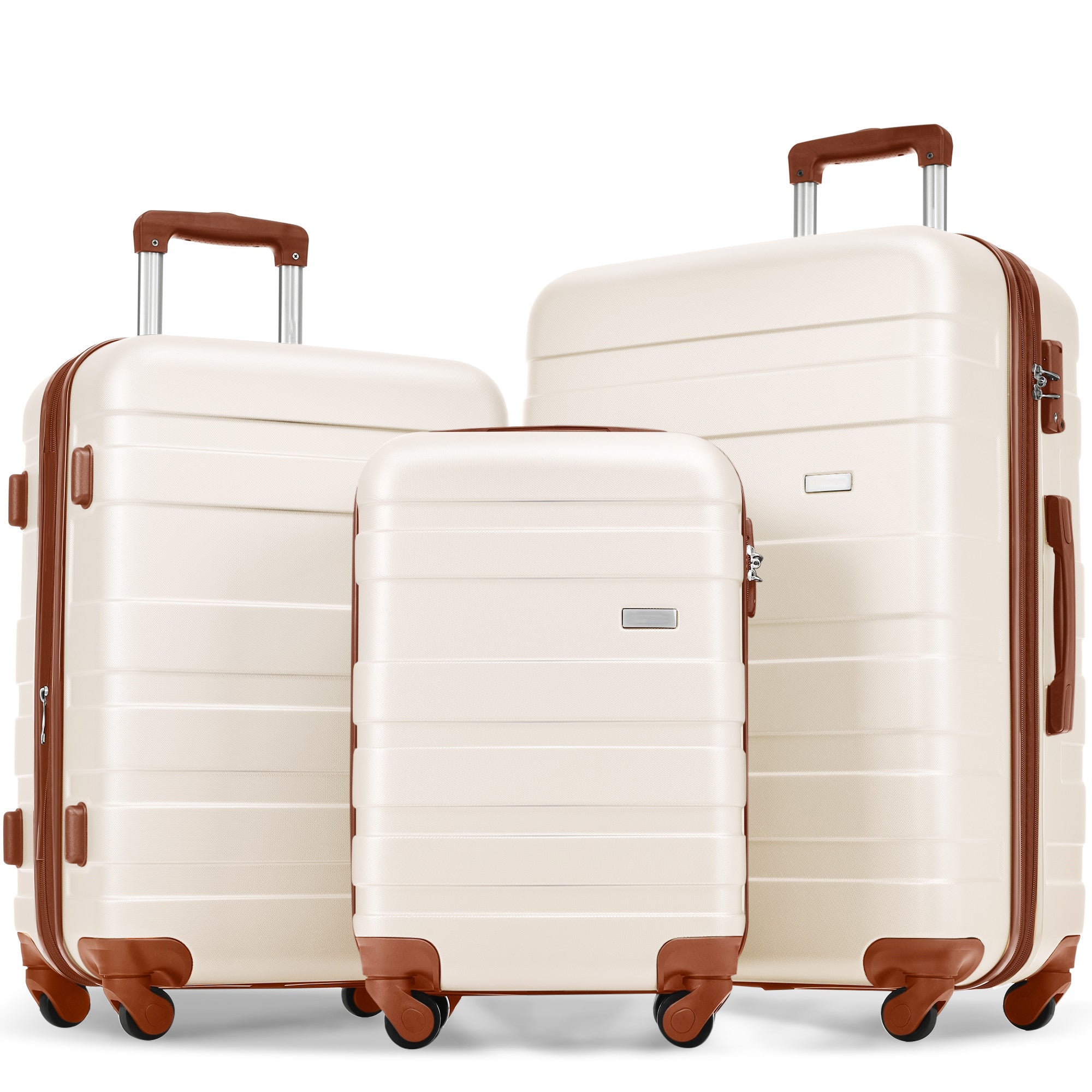 Luggage Sets 4 Piece  ivory and brown