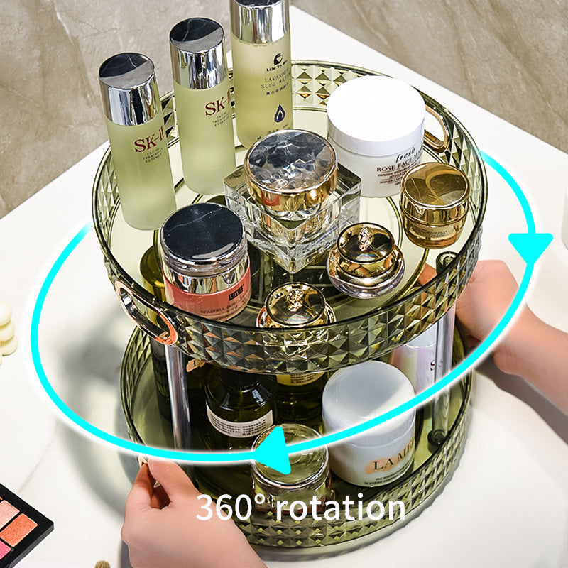 Luxury Dresser Cosmetics Rotating Storage Shelf Box Toilet Desktop Perfume Skin Care Products Shelf Tray