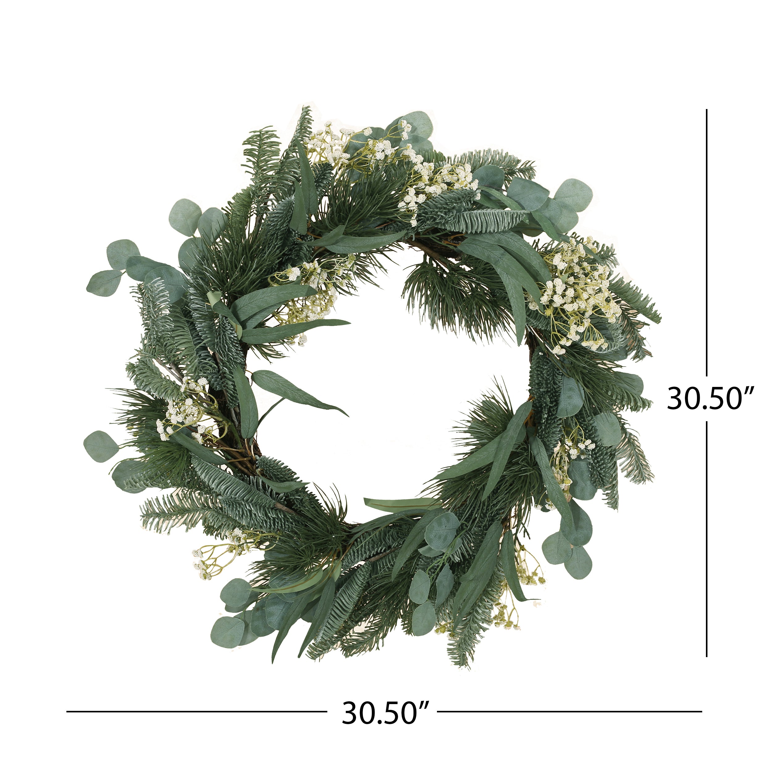 30IN Eucalyptus leaves, pine twigs, stars wreath