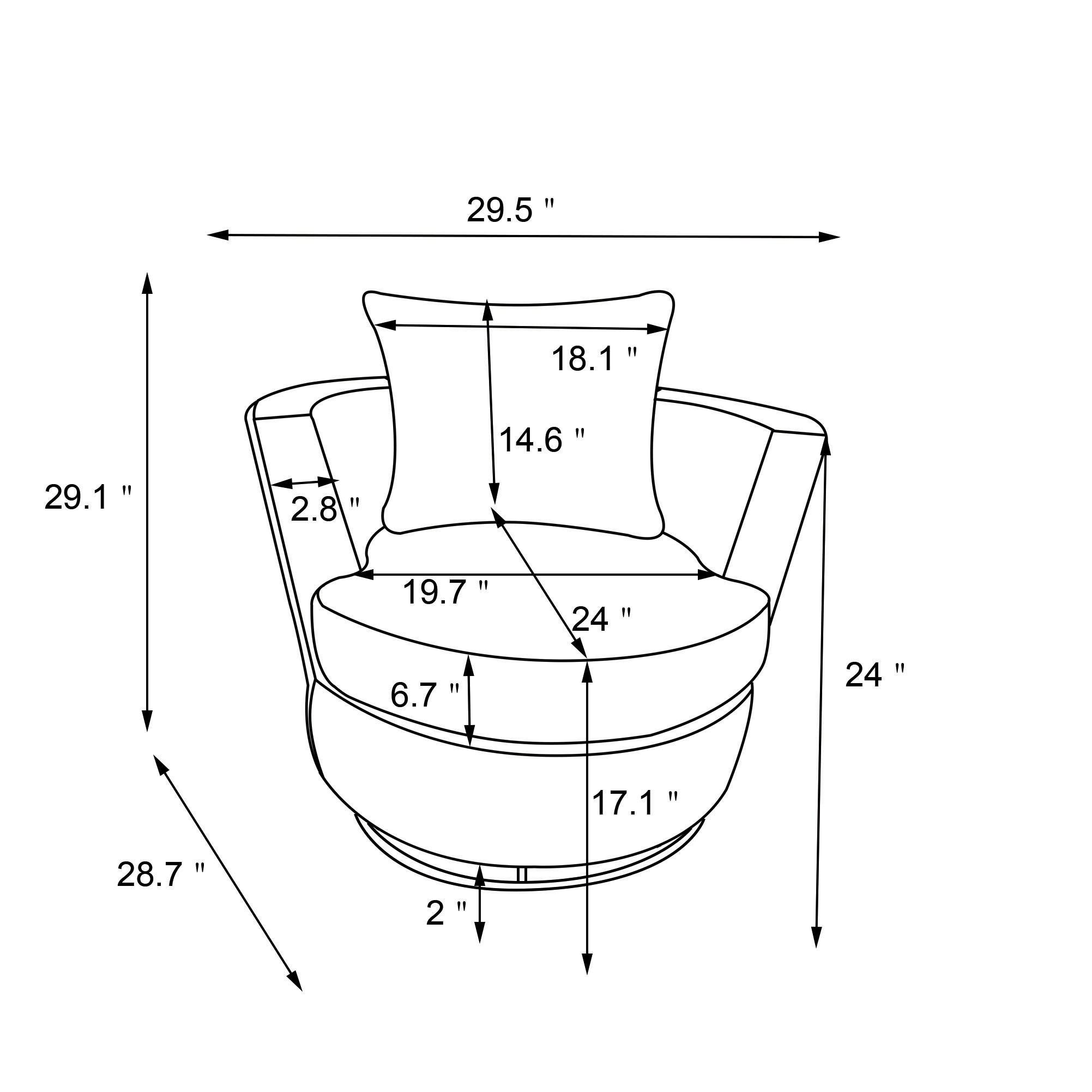 Rotating bucket chair living room comfortable circular sofa chair 360 degree rotating bucket chair armchair (black)