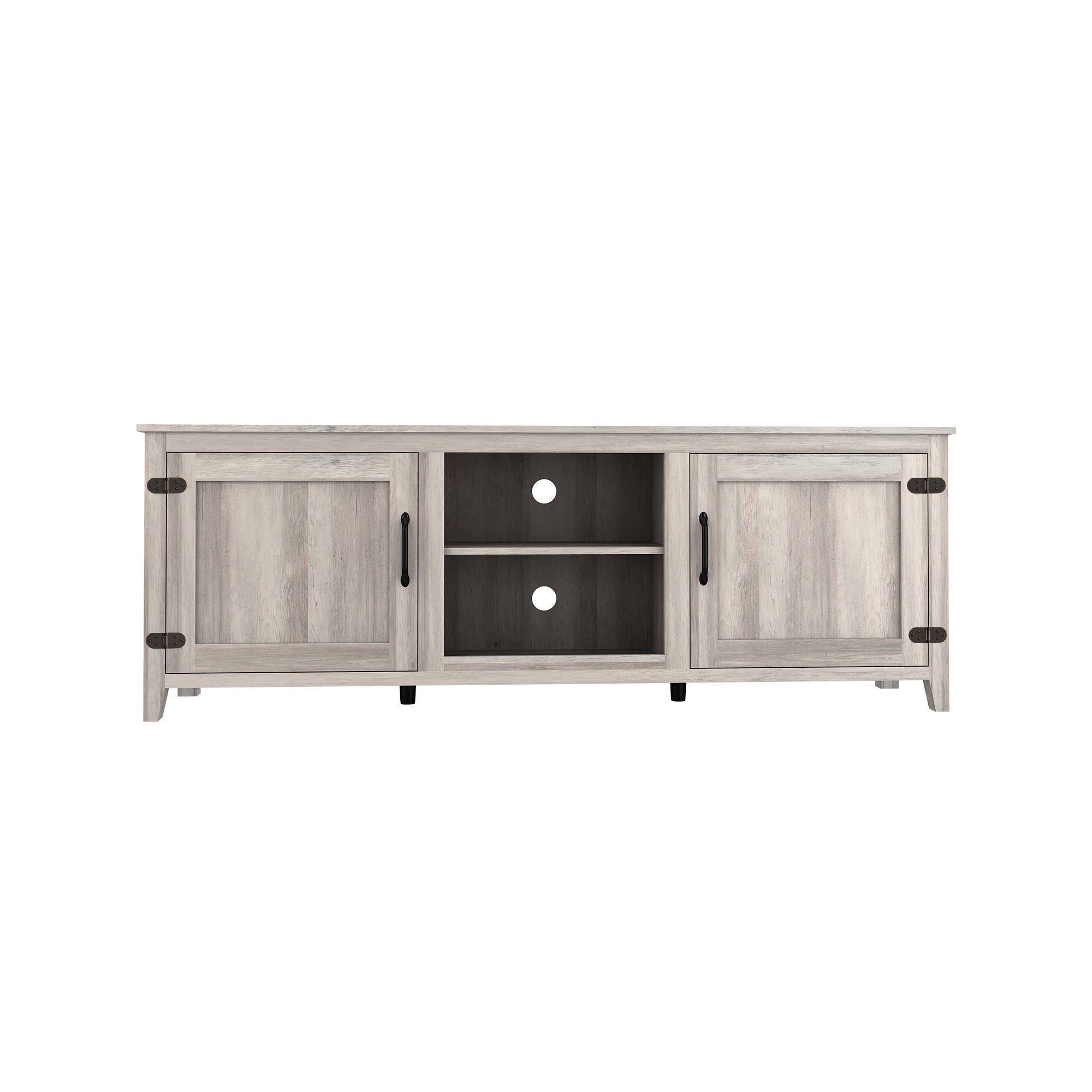 TV Stand Storage Media Console Entertainment Center With Two Doors Grey Walnut