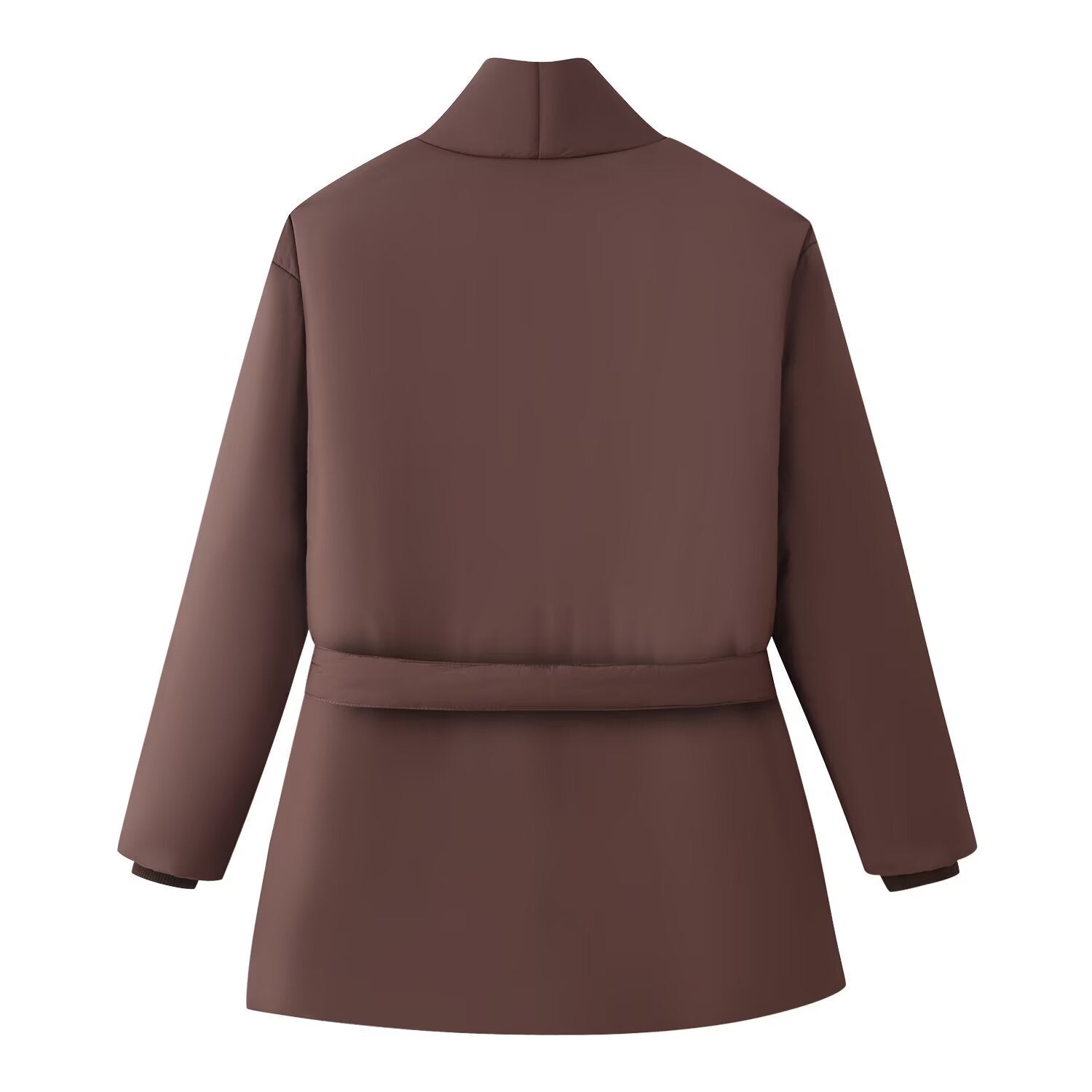 Solid color lace up loose cotton jacket