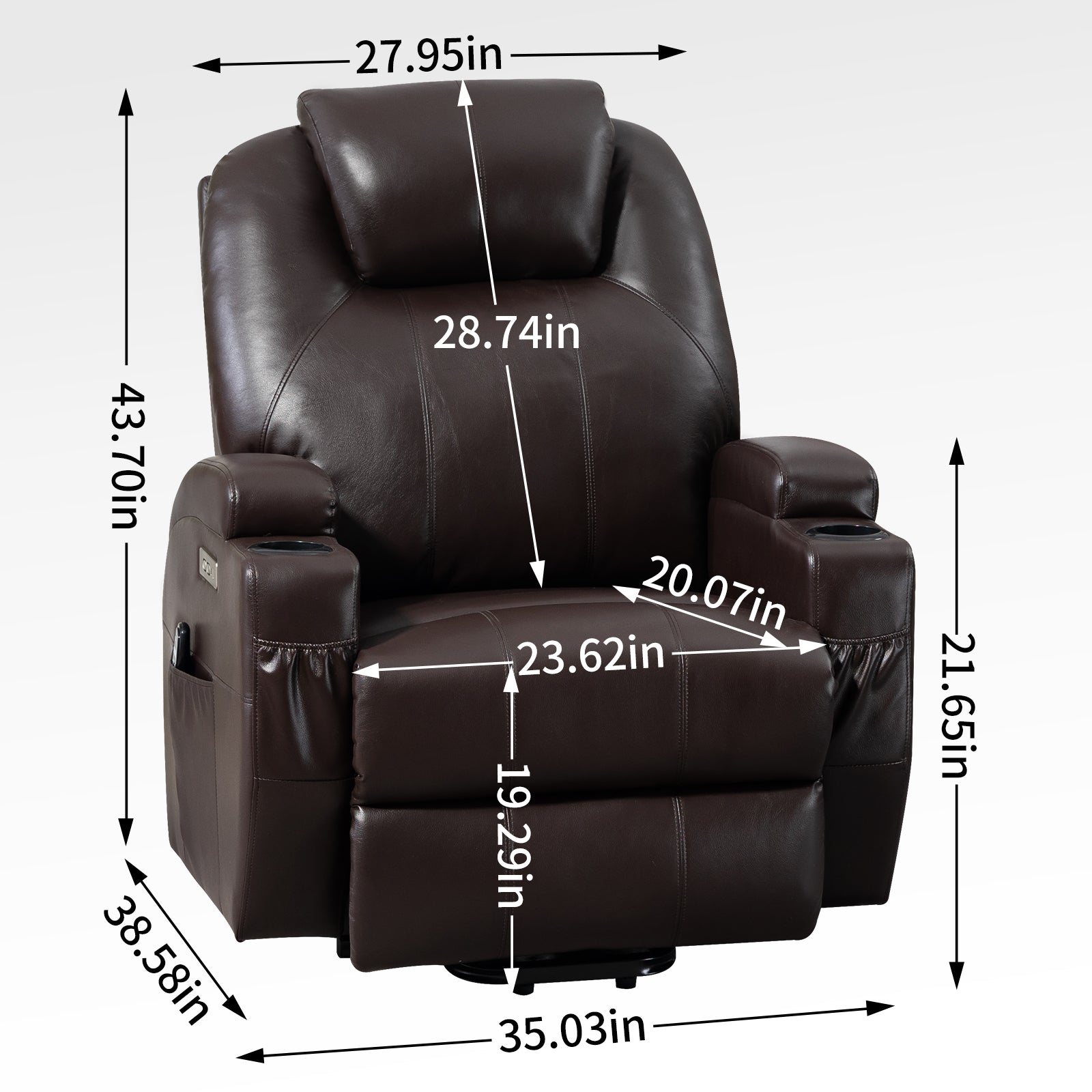 Up to 350lbs Okin Motor Power Lift Recliner Chair for Elderly Brown