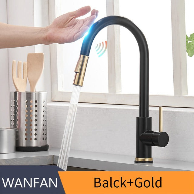 304 stainless steel kitchen faucet, hot and cold water pull-out vegetable basin sink faucet