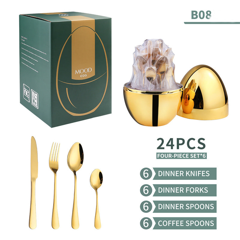 Cutlery Set Knife And Fork 24-Piece Egg-Shaped Western Food Set