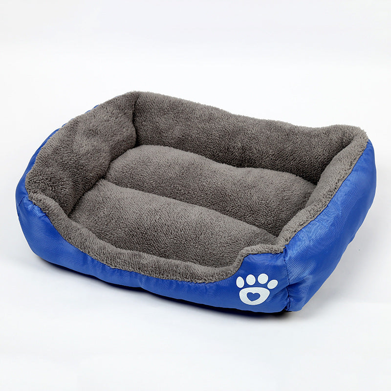 New, soft, and cozy fleece pet bed. Waterproof bottom. Suitable for small, medium & large pets. Keeps pets warm.