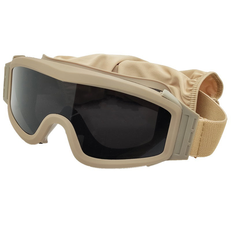 Tactical military fan wind goggles CS outdoor equipment shooting protection against impact three lens set goggles