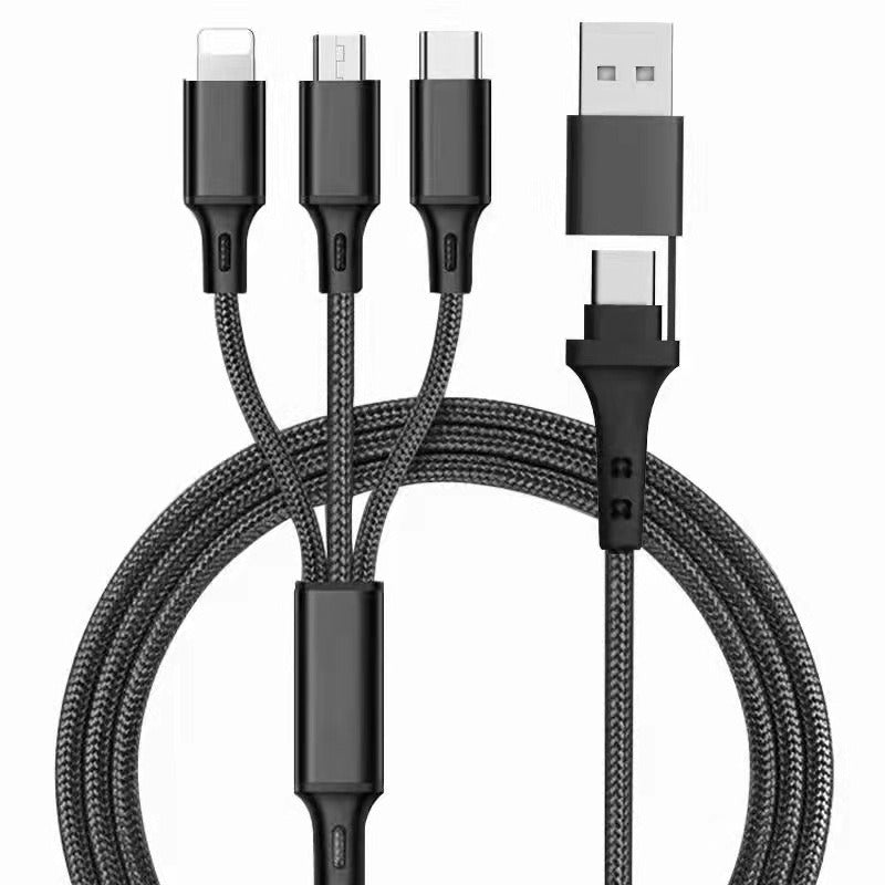 PD two to three 1.2-meter data cable TYPEC revolving three in one car phone charging cable