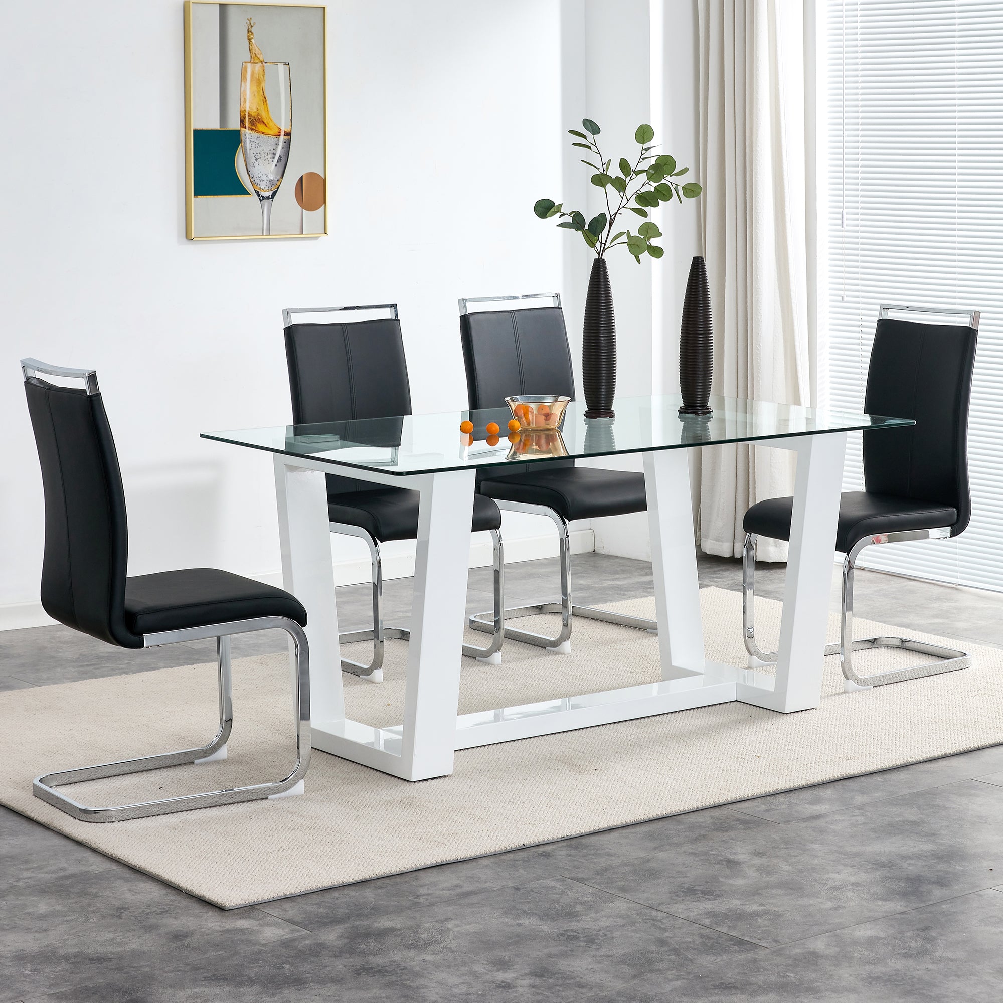 Glass Dining Table Large Modern Minimalist Rectangular