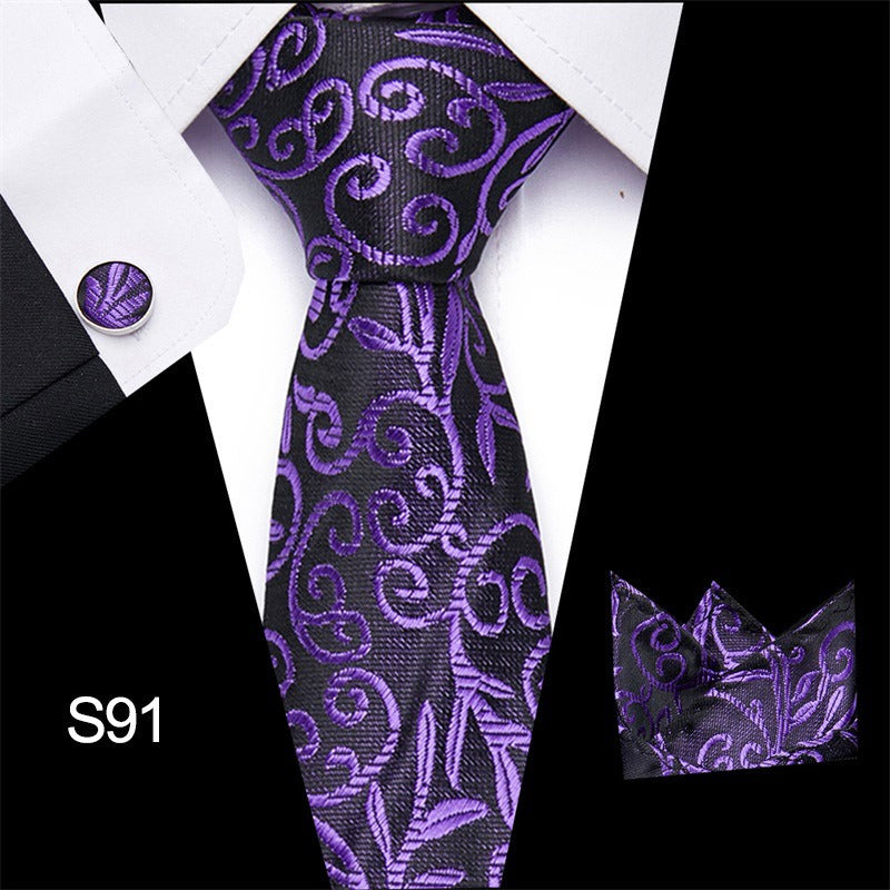 Men's tie three piece set cashew flower series fashion tie