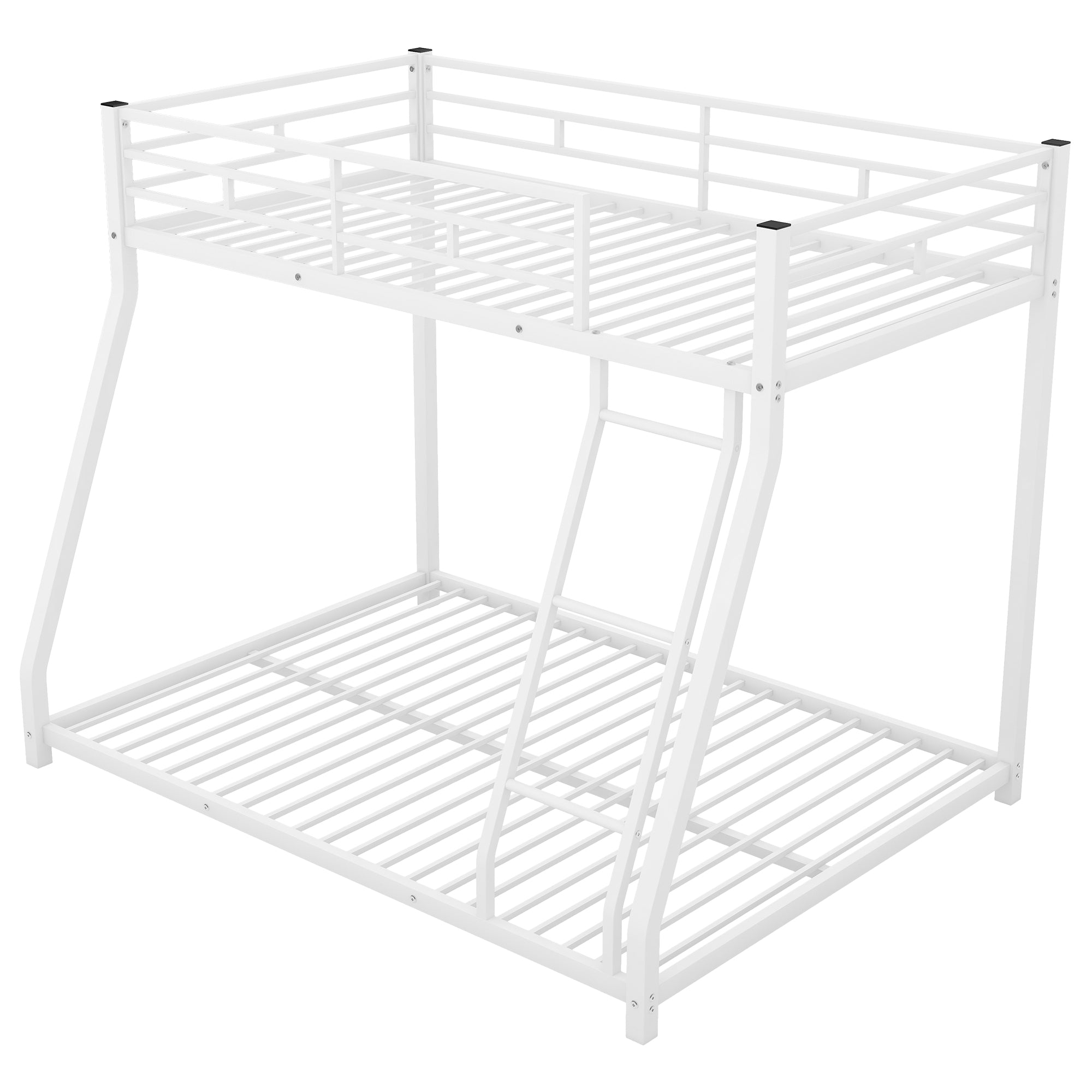 Metal Floor Bunk Bed  Twin over Full White