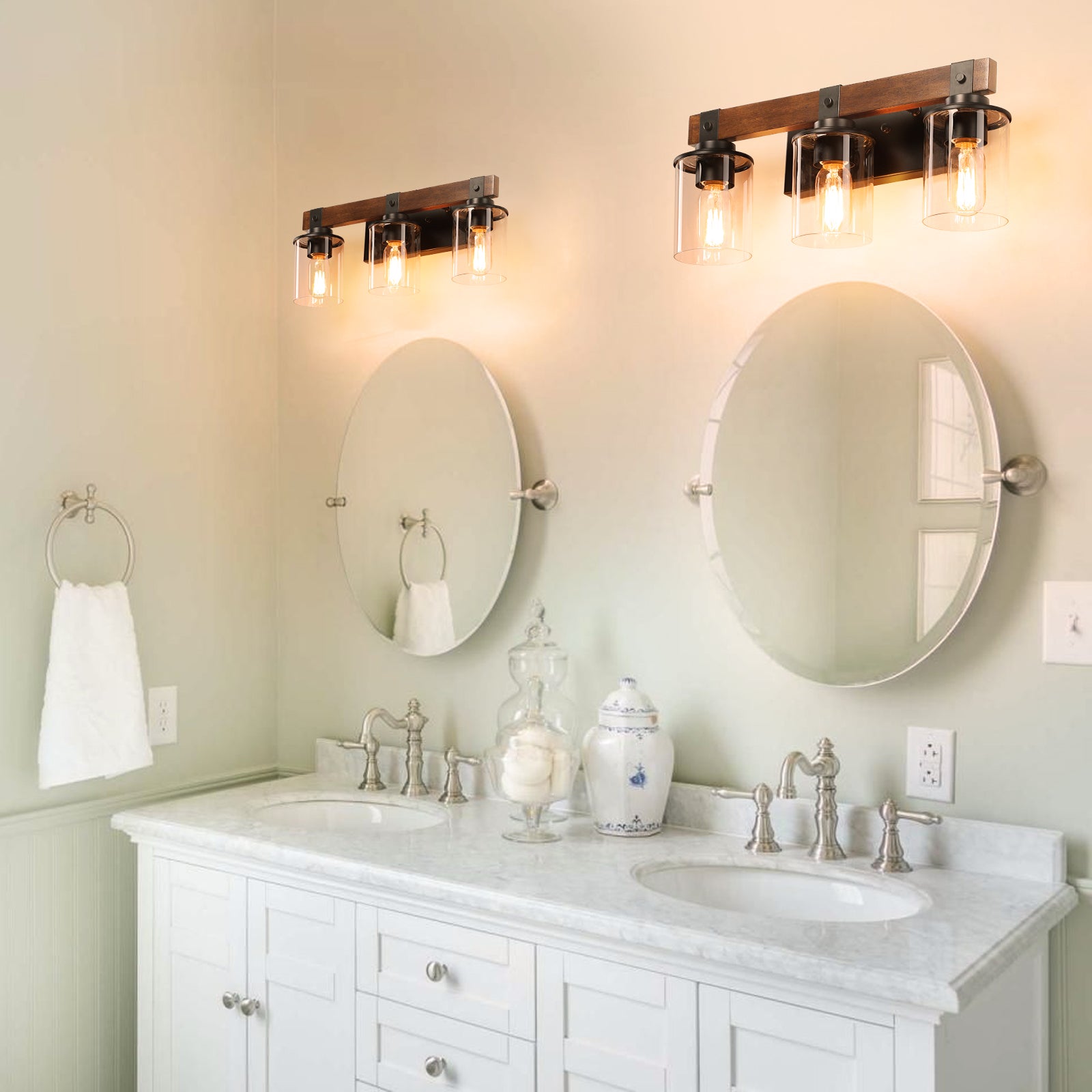 3-Lights Farmhouse Vanity Lights Fixture Rustic Bathroom Light Fixture Bathroom