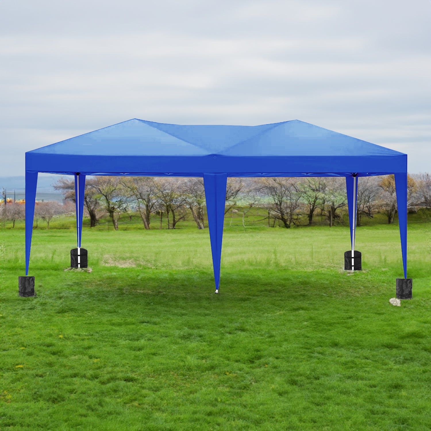 10'x20 'folding canopy with 6 detachable side walls outdoor activity shelters UPF 50+terrace portable tent (blue)