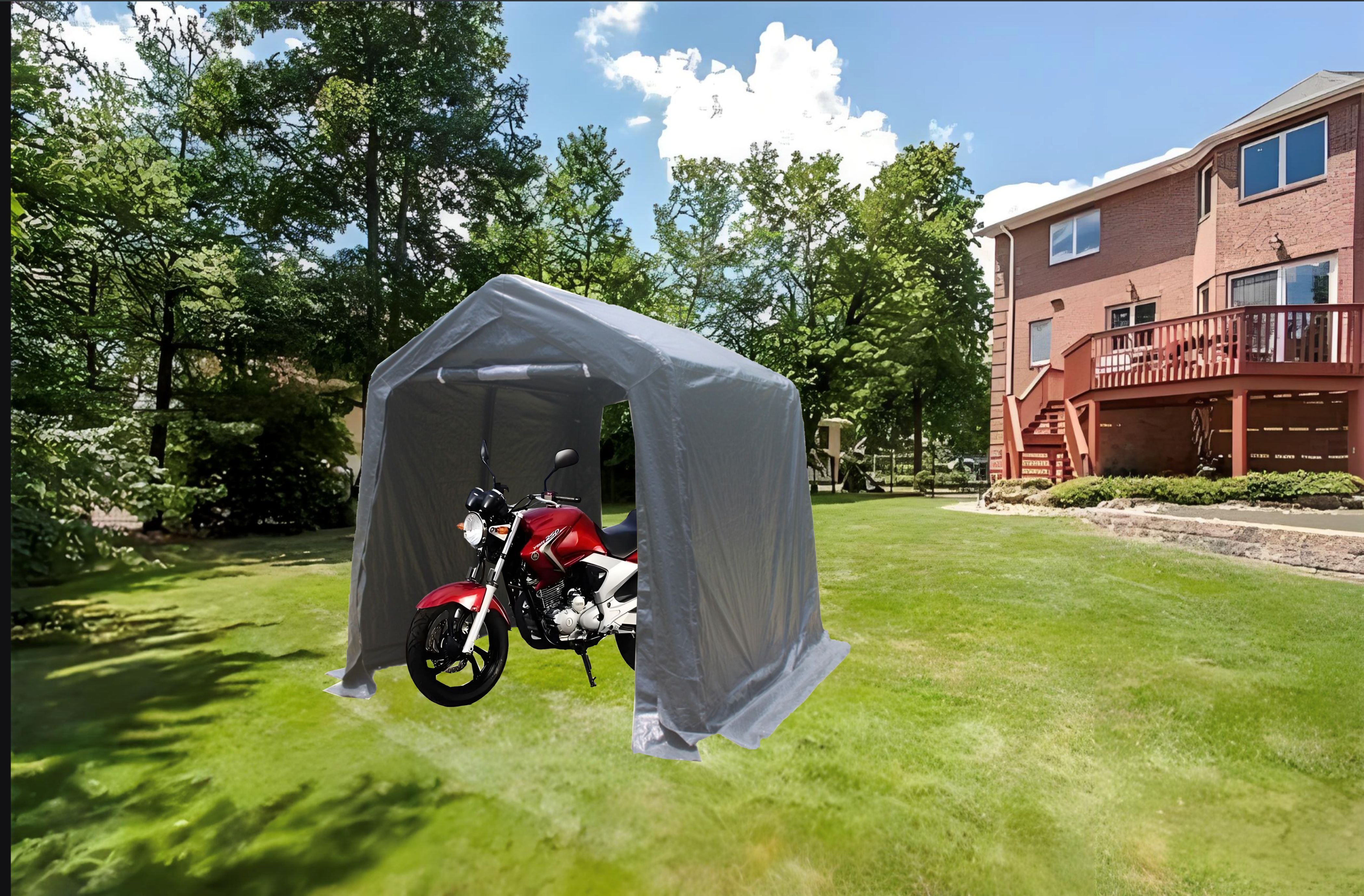 7x8 ft Outdoor Portable Gazebo Storage Shelter Shed with 2 Roll up Zipper Doors & Vents Carport