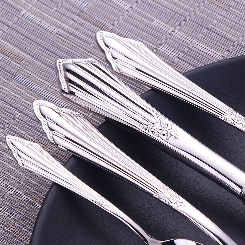 304 stainless steel knife, fork, spoon, hotel Western tableware, steak knife, fork, dessert spoon, fork, 4 piece  set