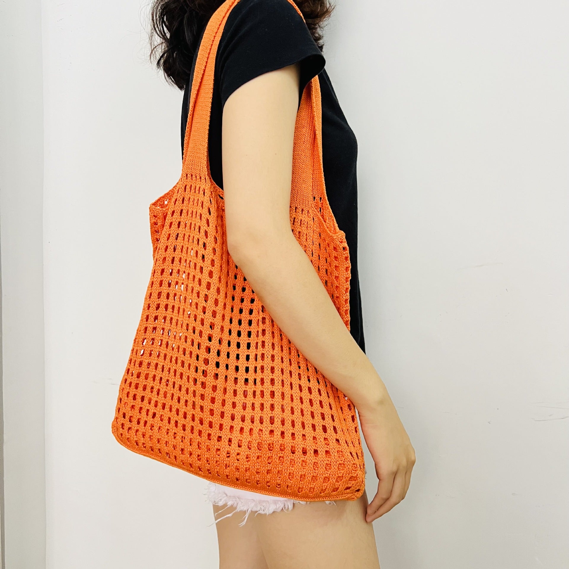 New Knitted Bag Hollow Bag Simple Bag Shoulder Bag Beach Bag Handbag Women's Bag