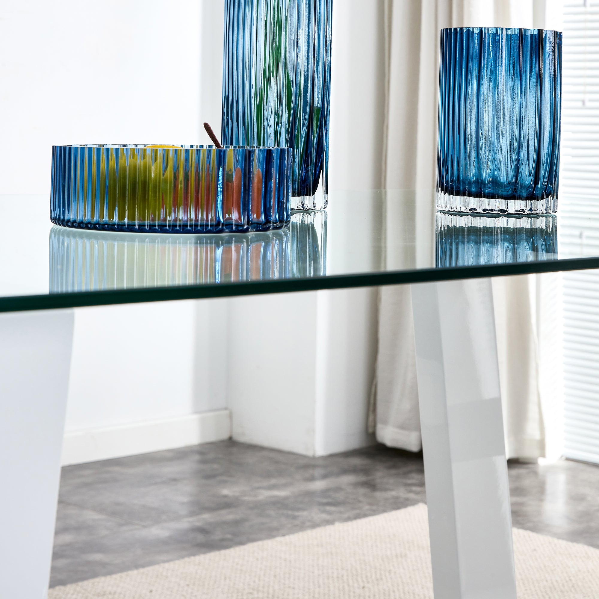 Glass Dining Table Large Modern Minimalist Rectangular