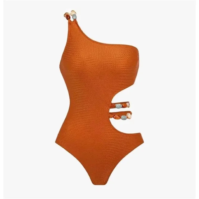 Push Up One Piece Swimsuit with Beach Skirt Retro Swimwear Women Sexy Bathing Suit Solid Beachwear Monokini Swim Summer