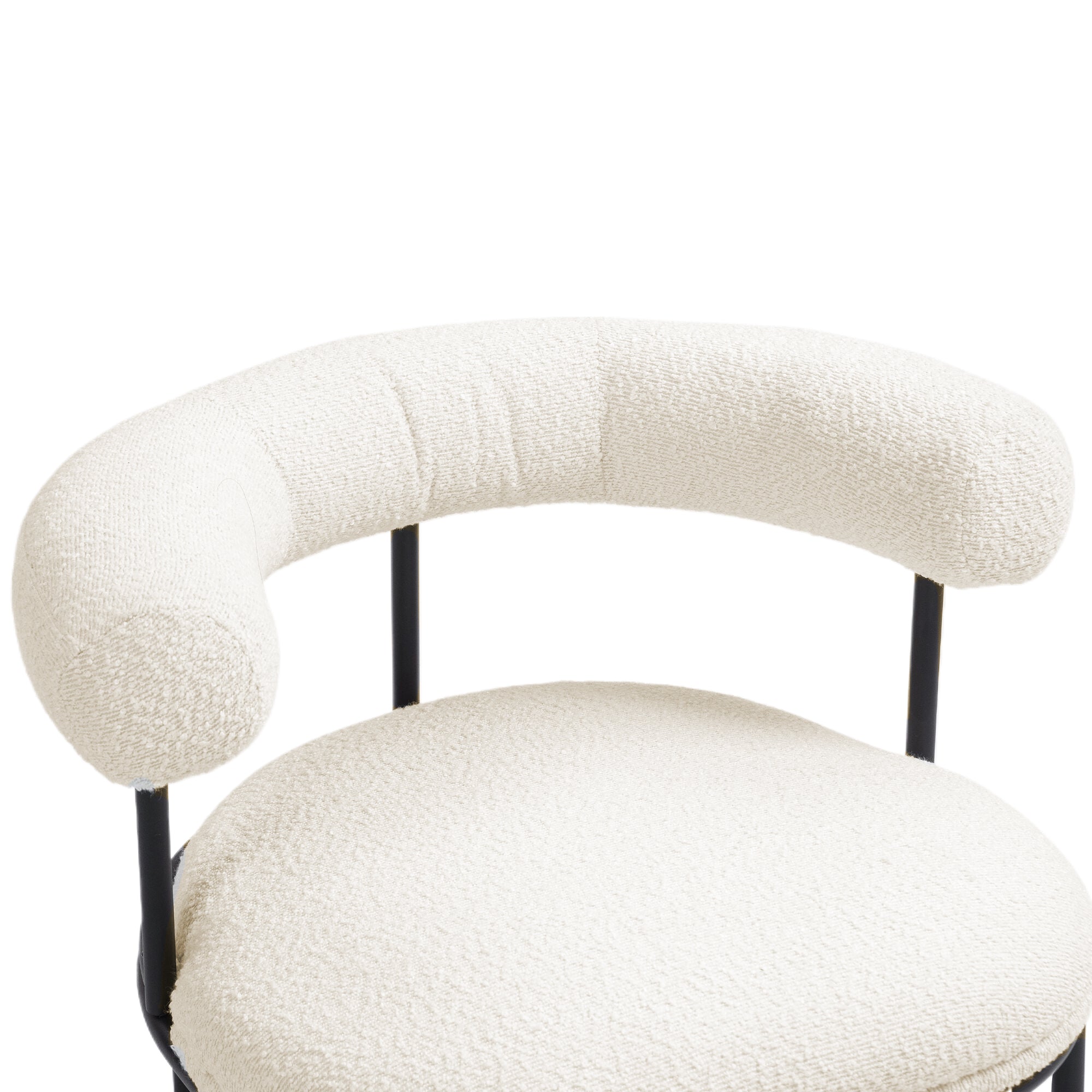 COOLCOOL Boucle dining chair set of two, medieval modern curved backrest chair, round cushion (beige Boucle)