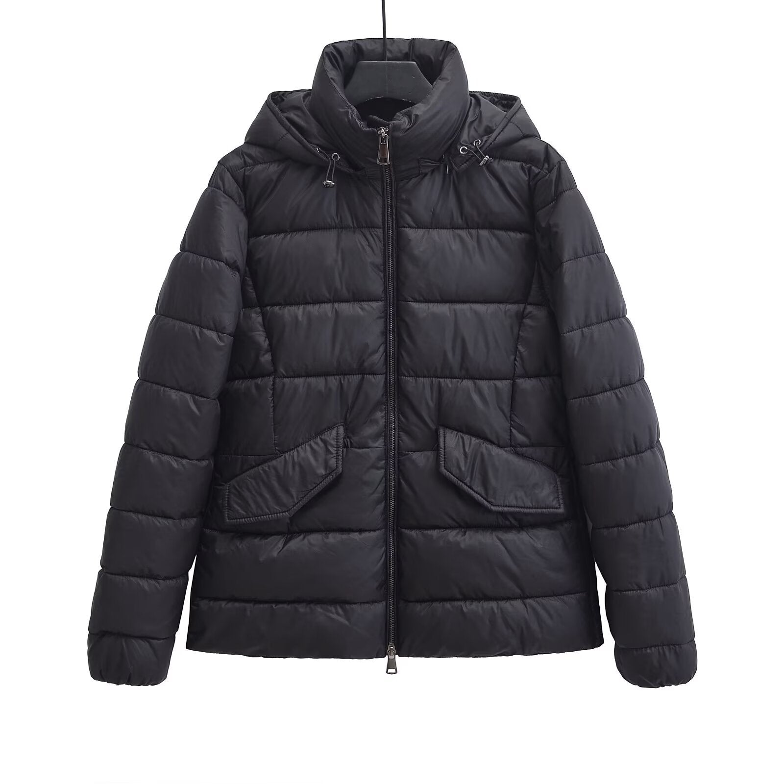 Standing collar hooded cotton jacket