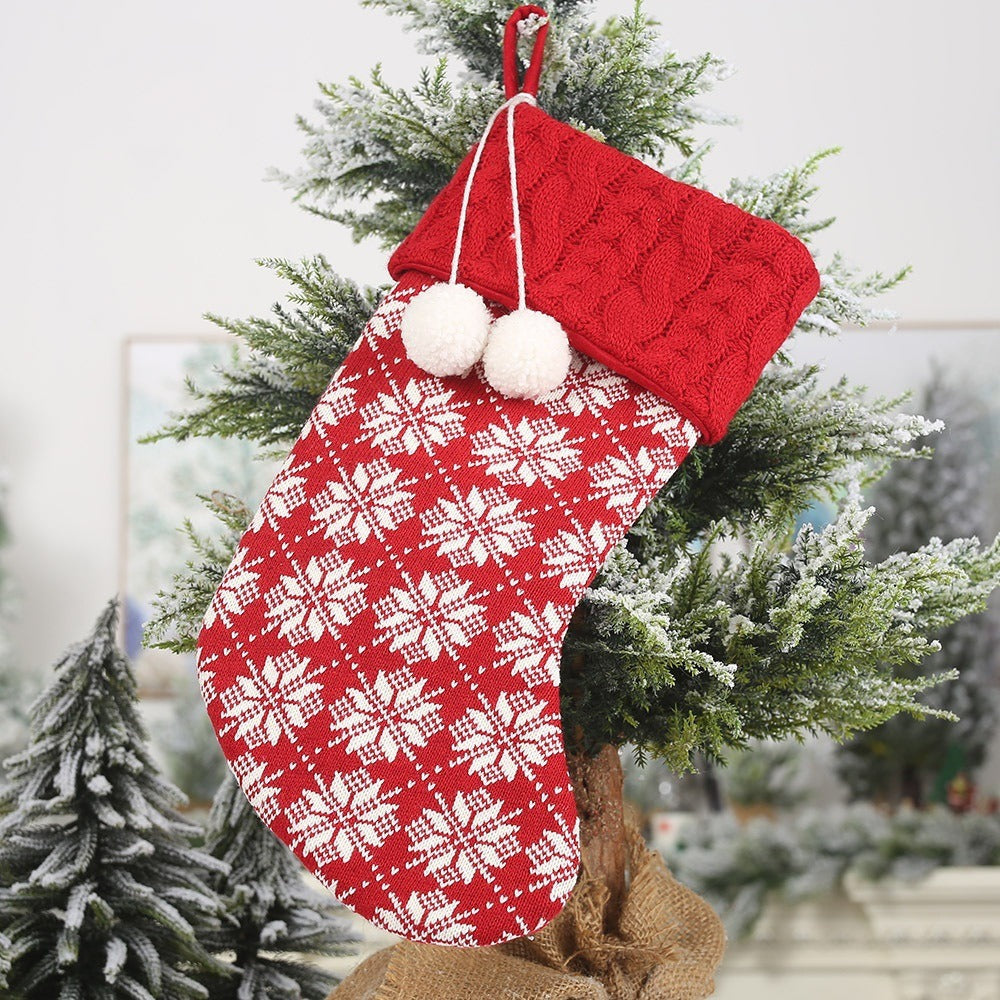 Knitted striped gift bag children's gift bag knitted non-woven fabric Christmas socks pendant