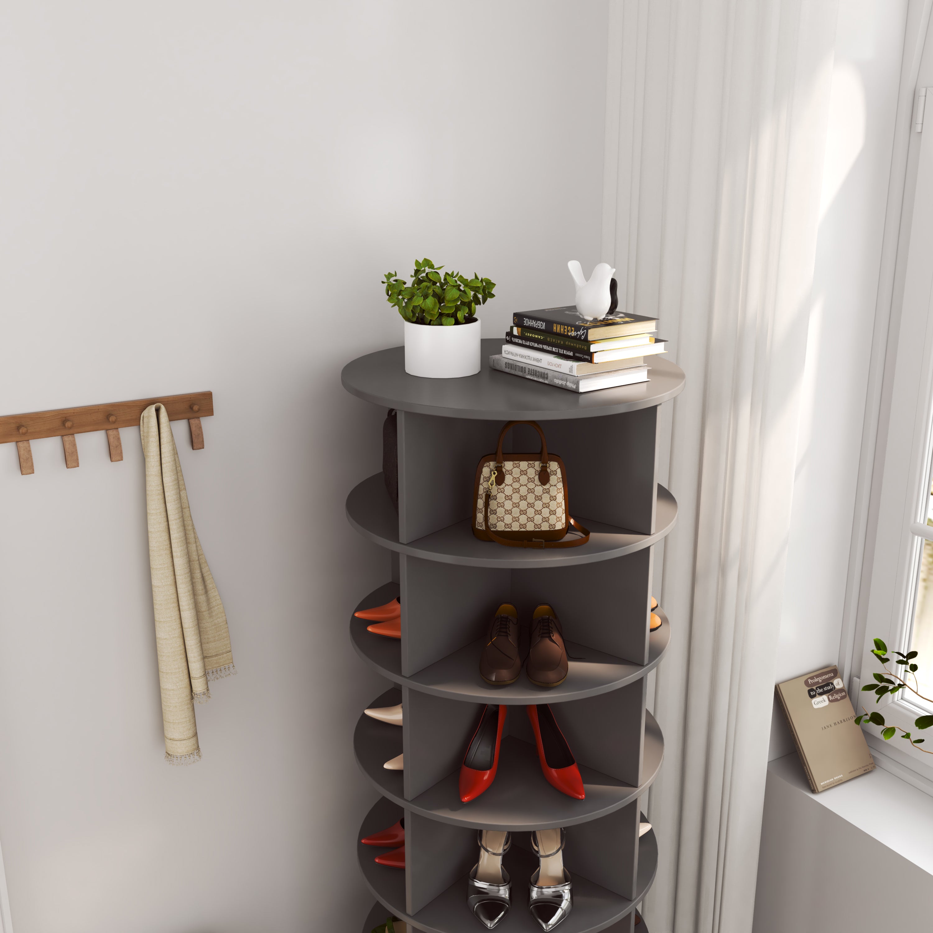 new 360 gray rotating shoe cabinet with 7 layers can accommodate up to 28 Paris shoes