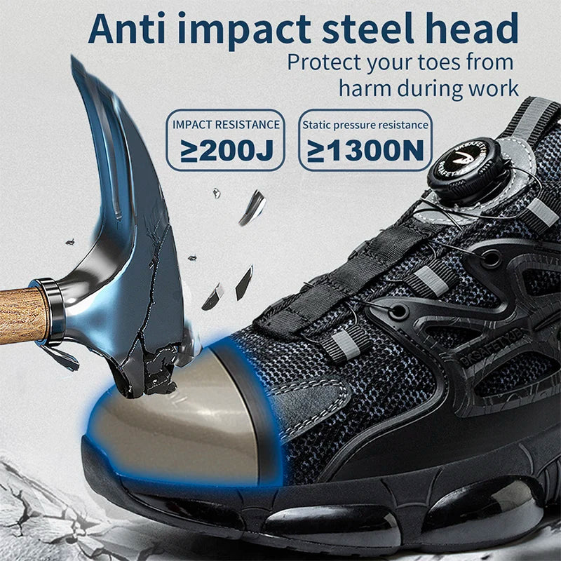 Comfortable rebound safety shoes with steel toe caps for puncture protection low cut work safety shoes for all seasons