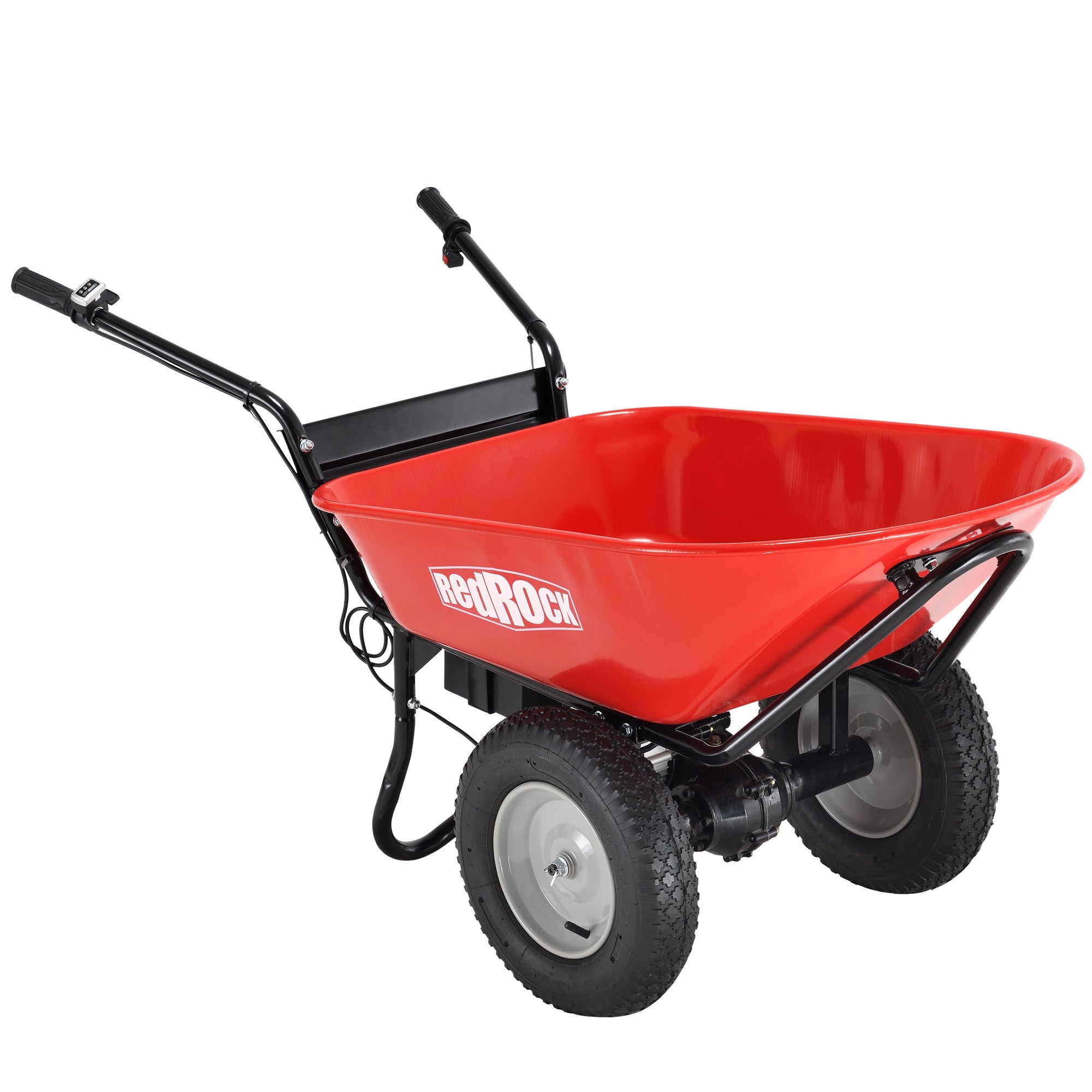 Red Rock Wheelbarrow Utility Cart Electric Powered AGM Battery 330lbs (150kgs) Max Capacity Barrel Dump Material Debris Hauler