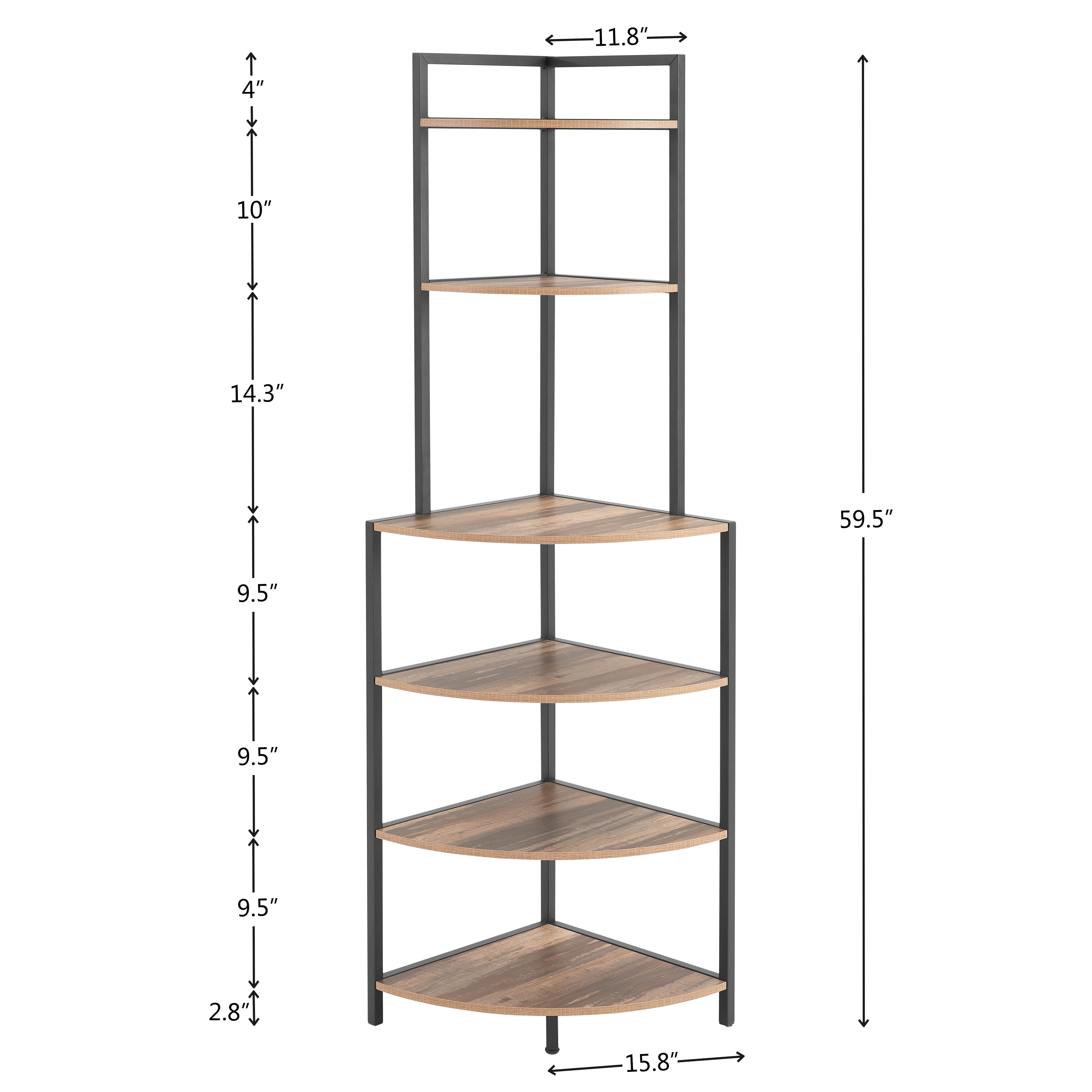 6-story corner open bookshelf modern bookshelf wooden frame independent bookshelf unit, country brown