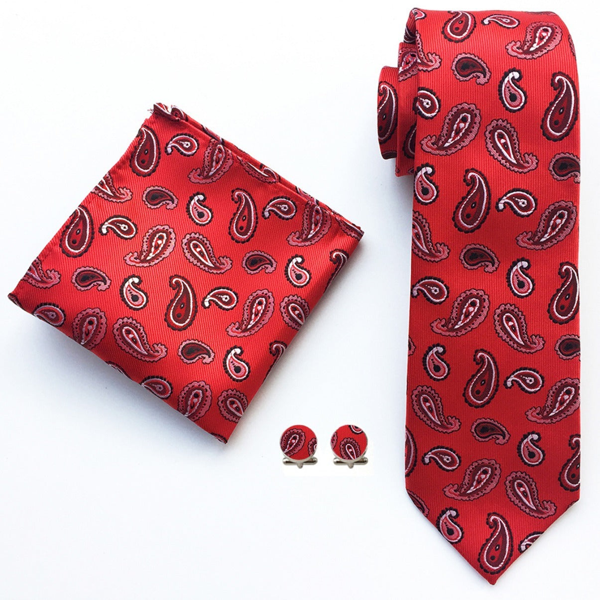 Paisley waist flower men's tie pocket towel cuff three piece set