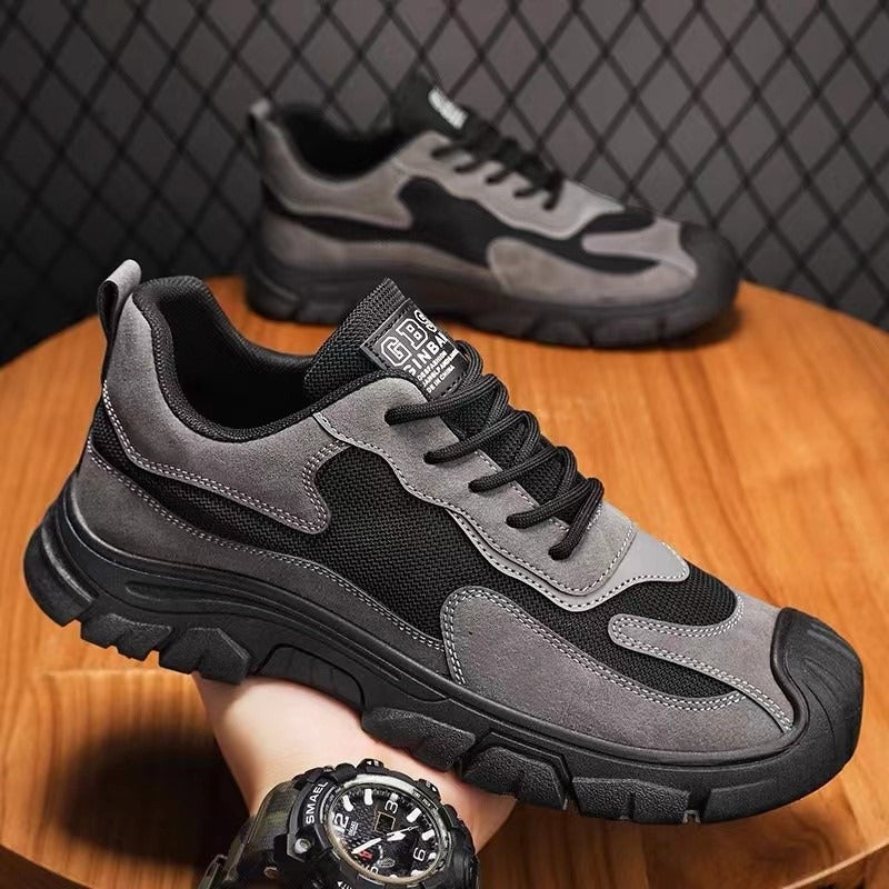 Labor protection shoes for men working on construction sites, leather sports and leisure shoes, spring style work shoes