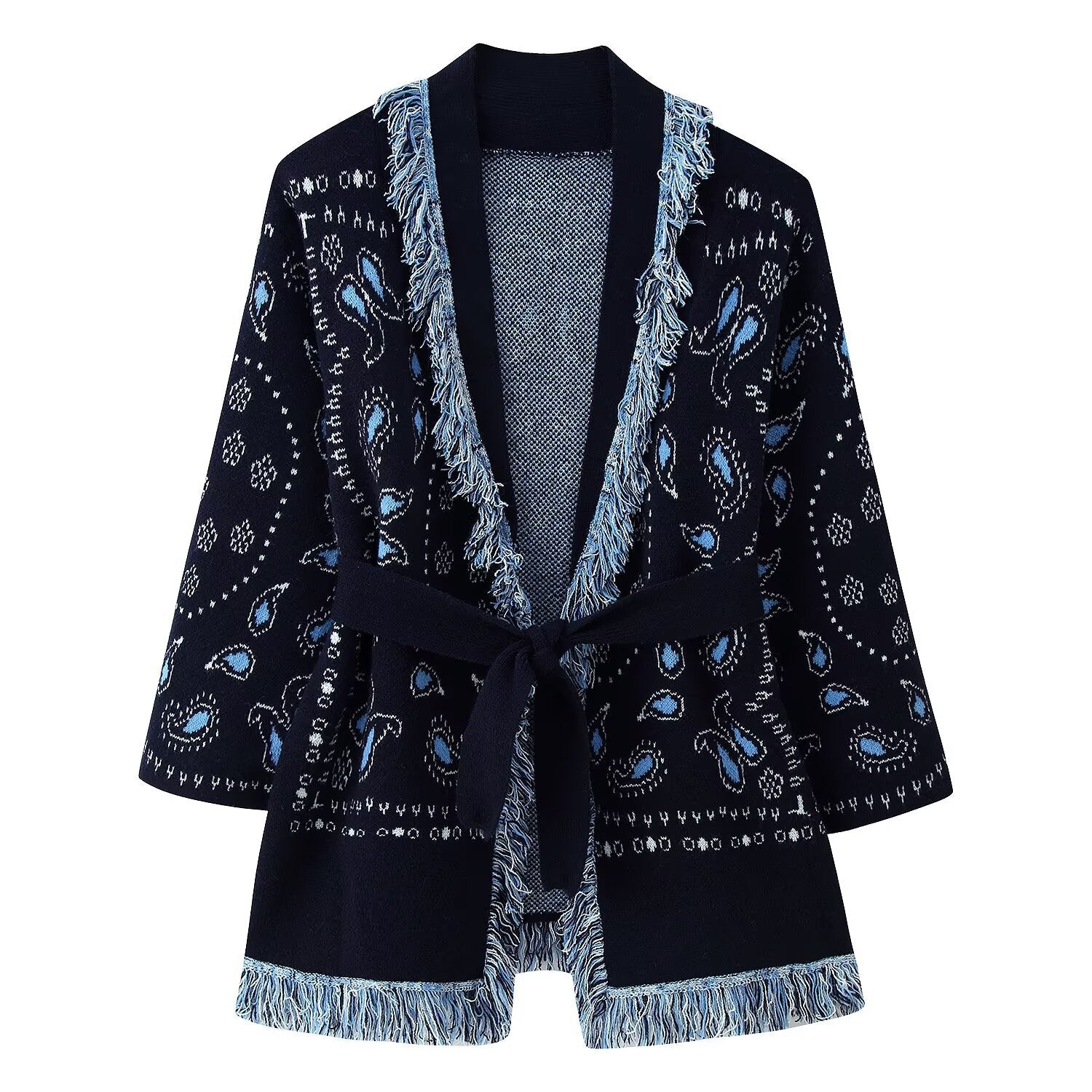 Tassel shawl knitted cardigan jacket