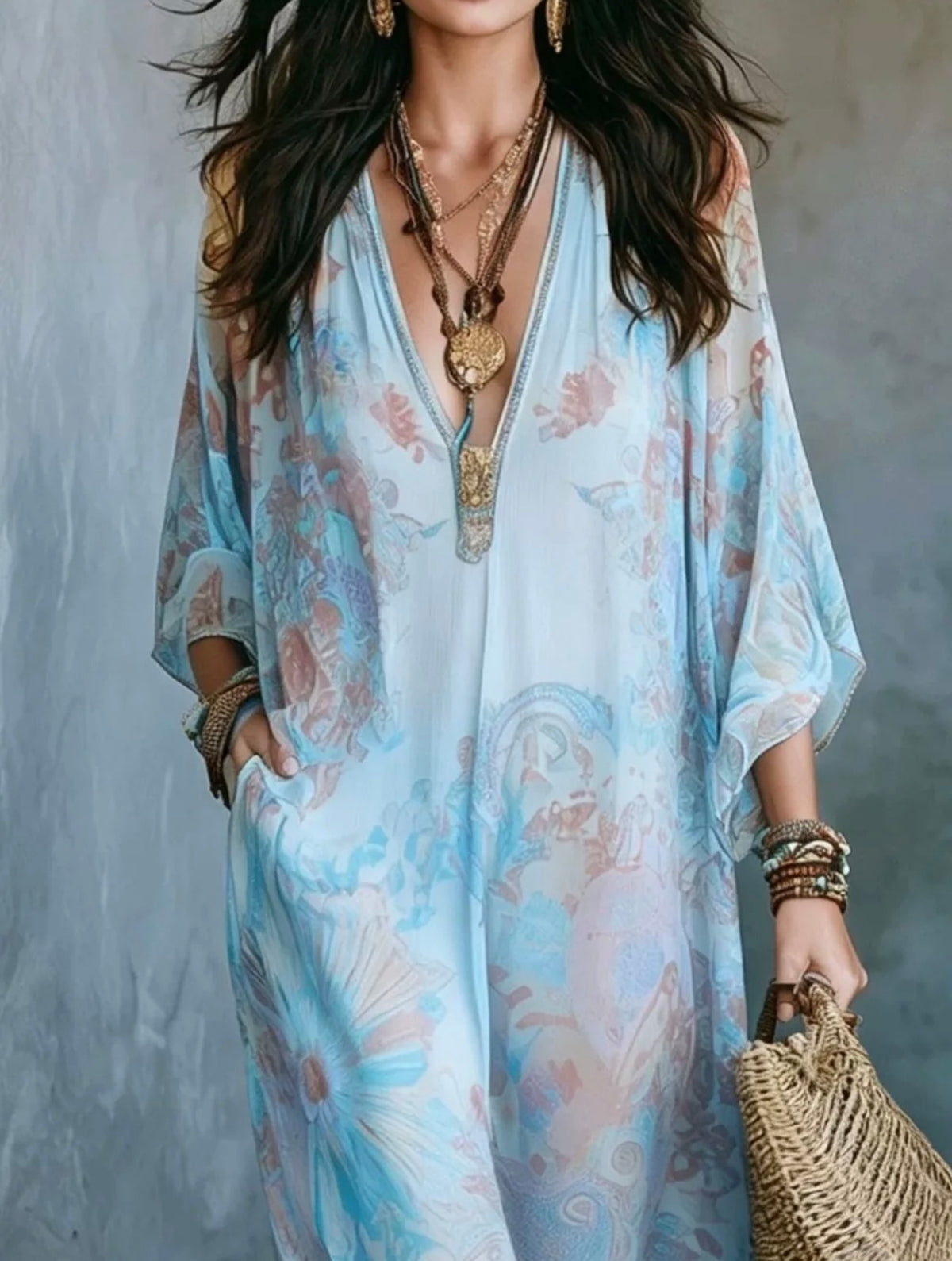 Floral V-neck maxi dress