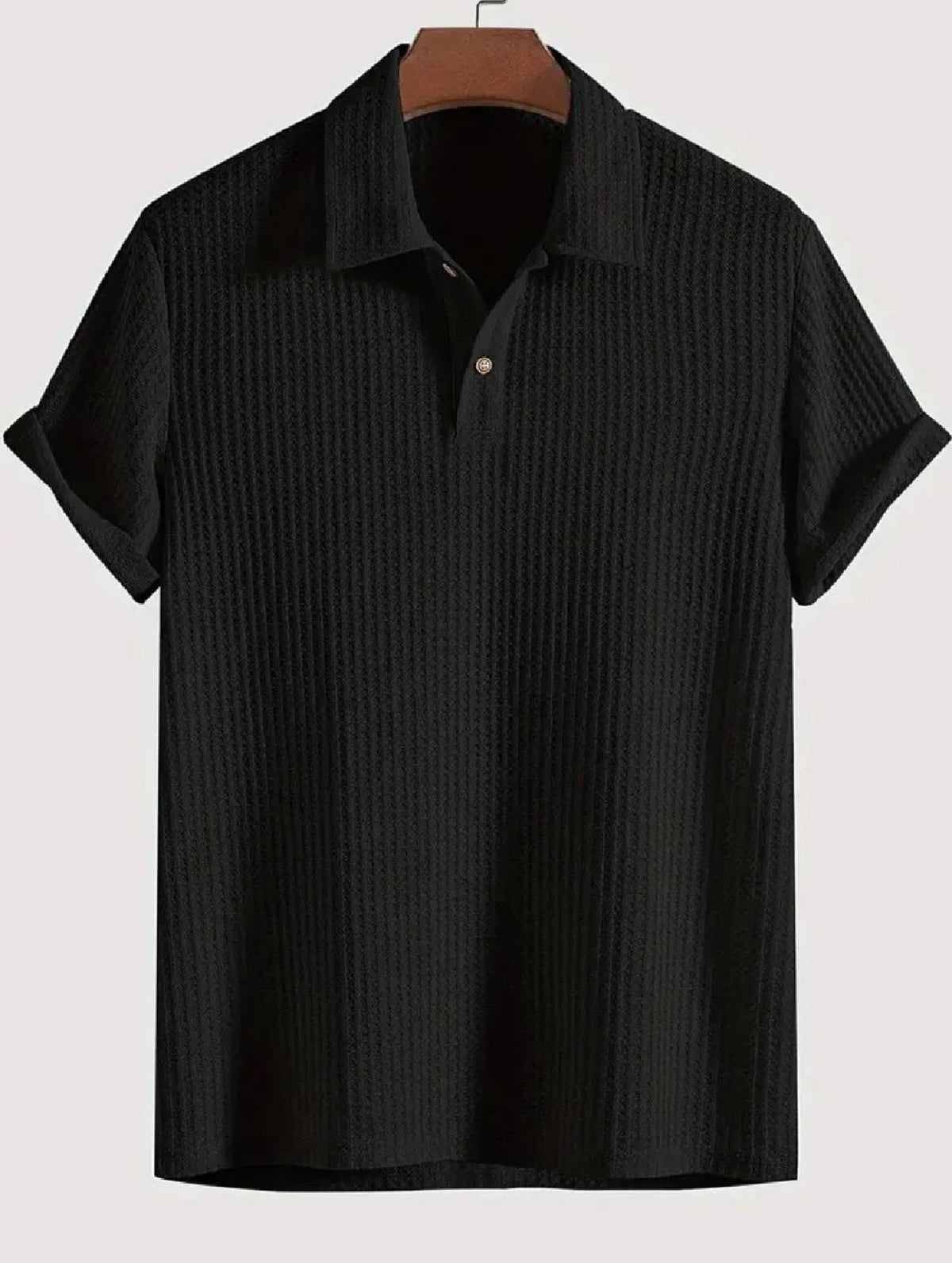 Waffle-knit polo
