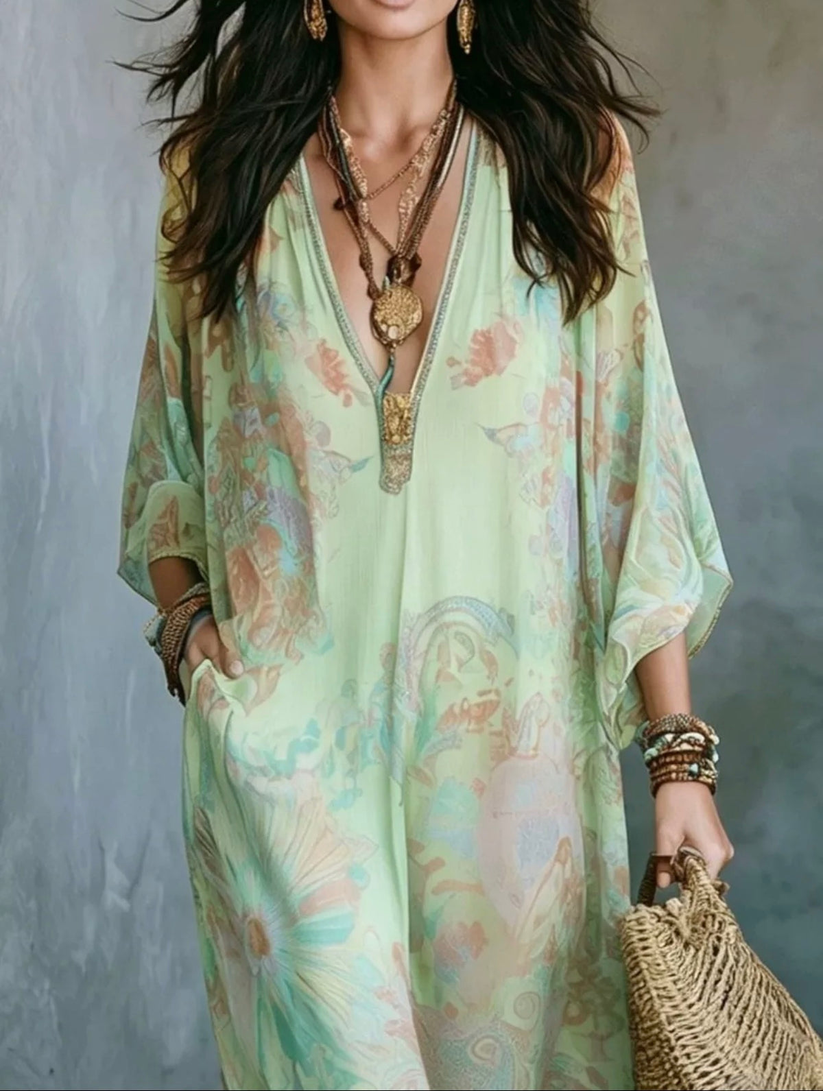 Floral V-neck maxi dress