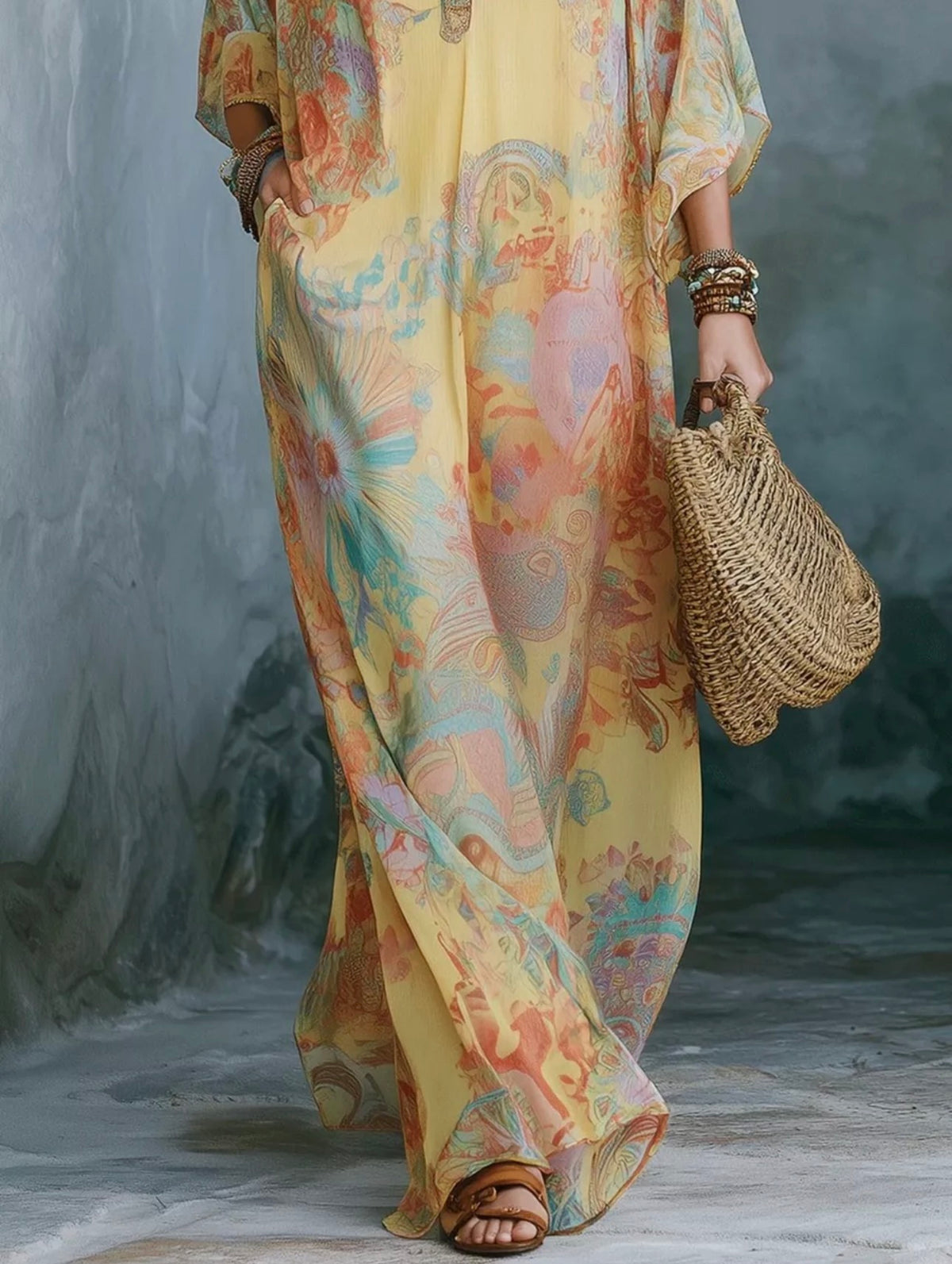 Floral V-neck maxi dress