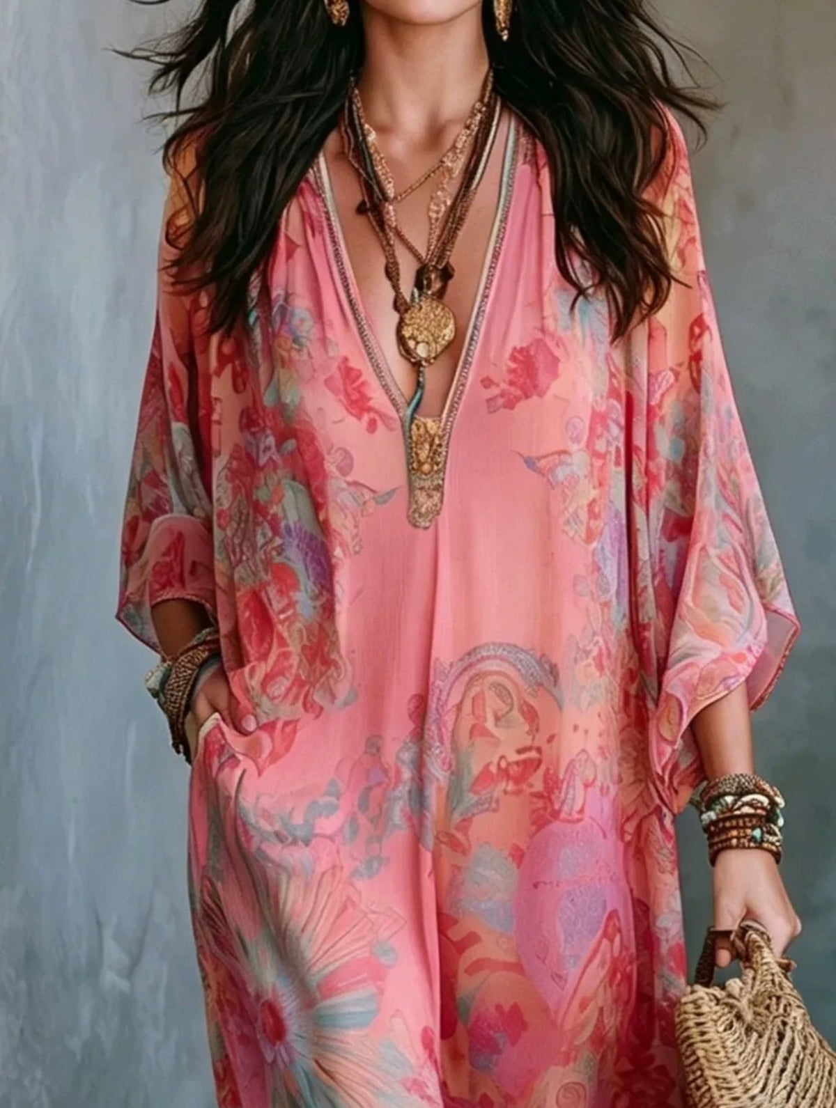 Floral V-neck maxi dress