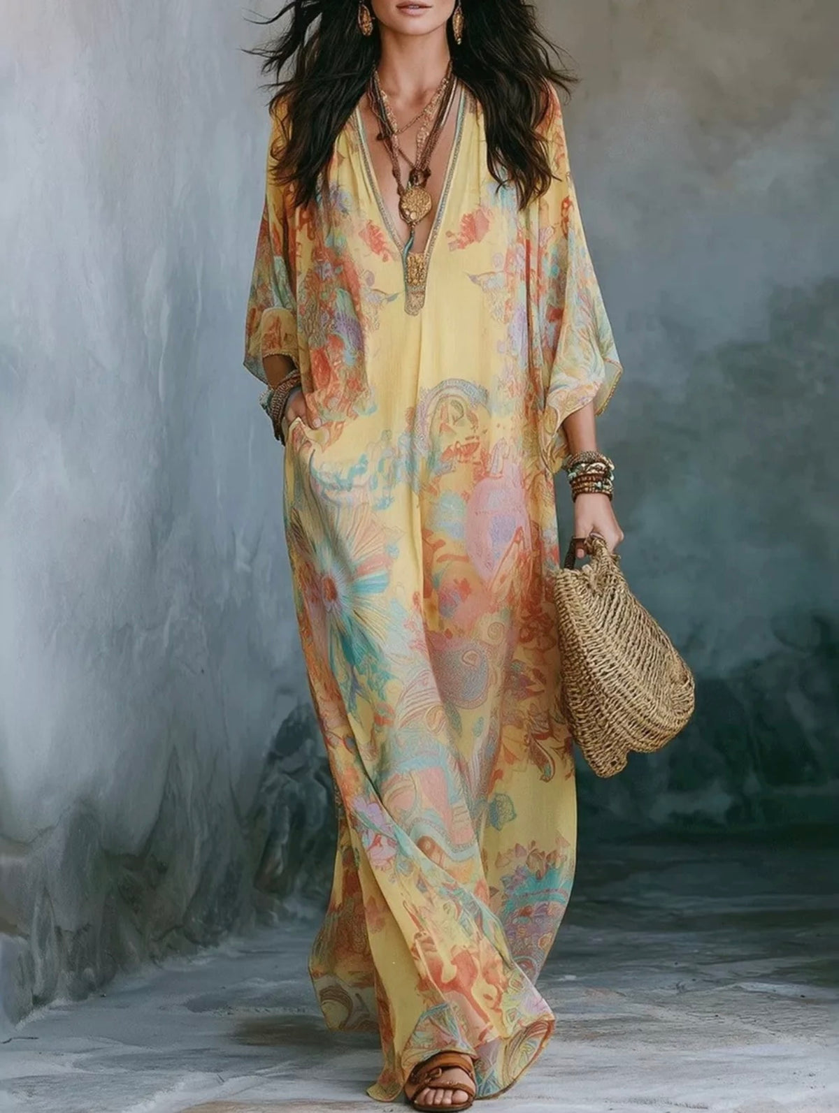 Floral V-neck maxi dress