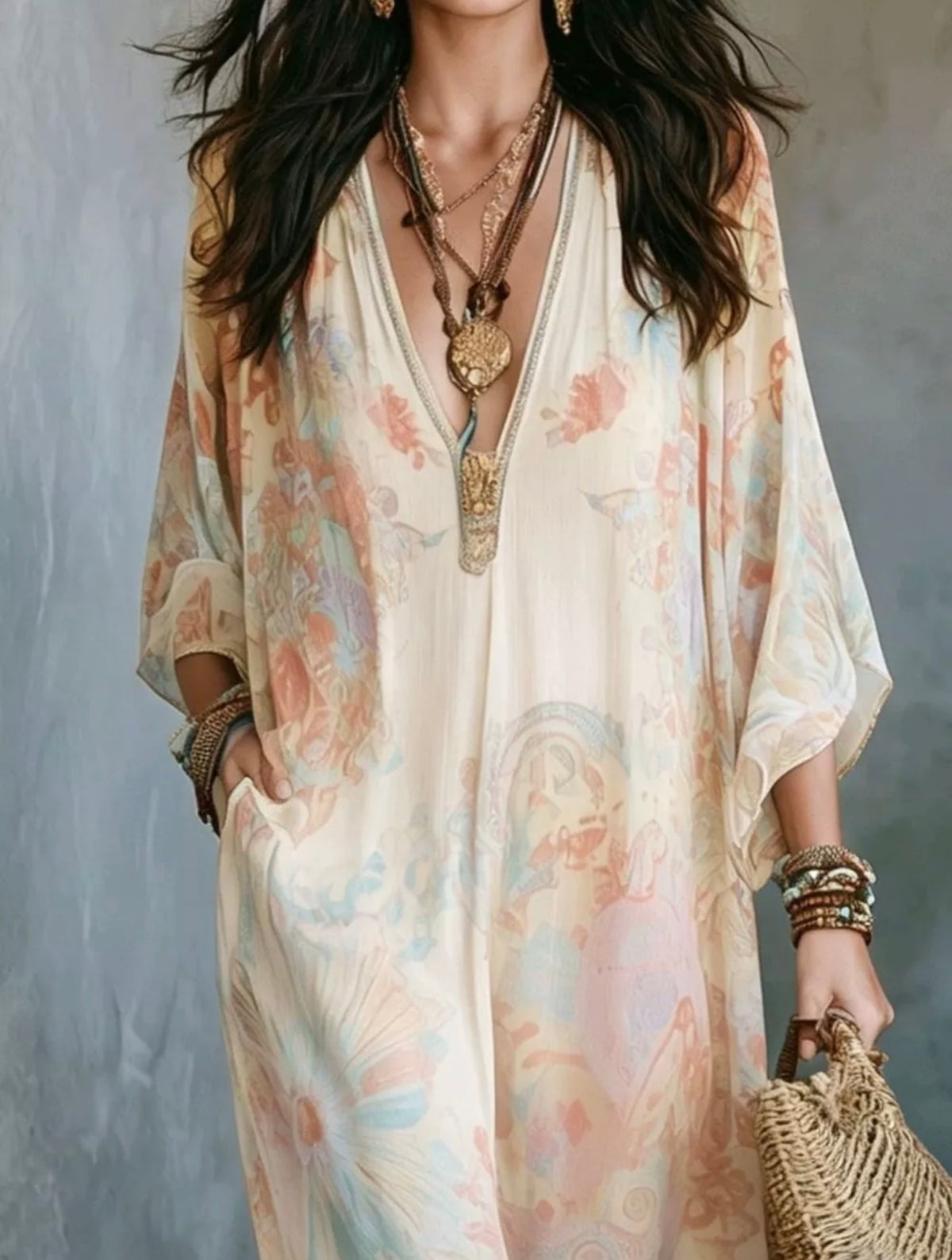 Floral V-neck maxi dress