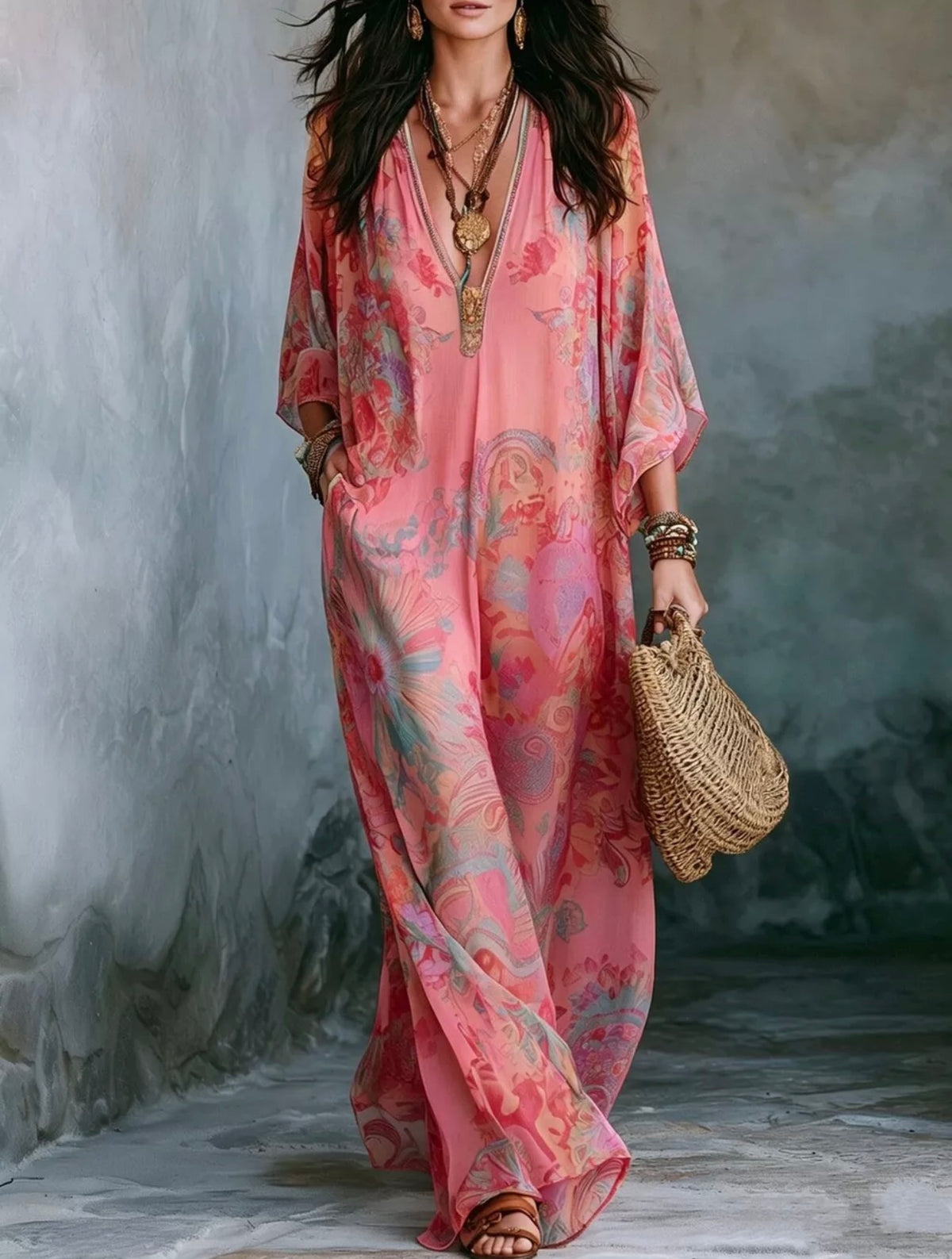 Floral V-neck maxi dress