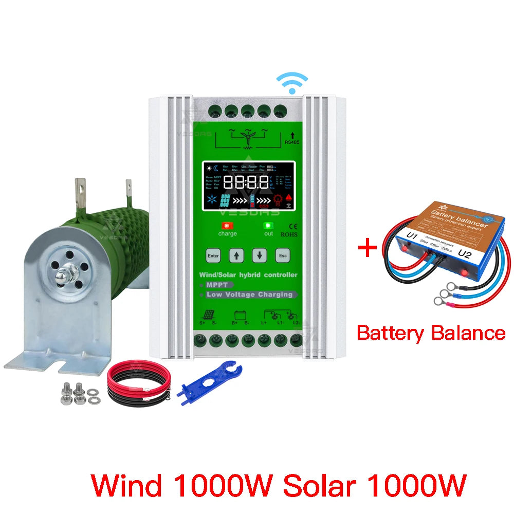 3000W 12V 24V 48V MPPT Solar Charge Controller Wind Solar Hybrid Charge Controller Regulator For Lifepo4 Lithium For Turbine PV