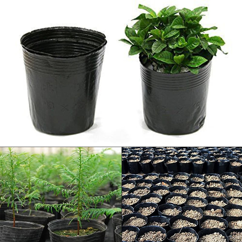 100pcs/set Household Garden Black Plastic Plant Nutrition Pots Practical Durable Soft Plant Nutrition Pots Garden Supplies