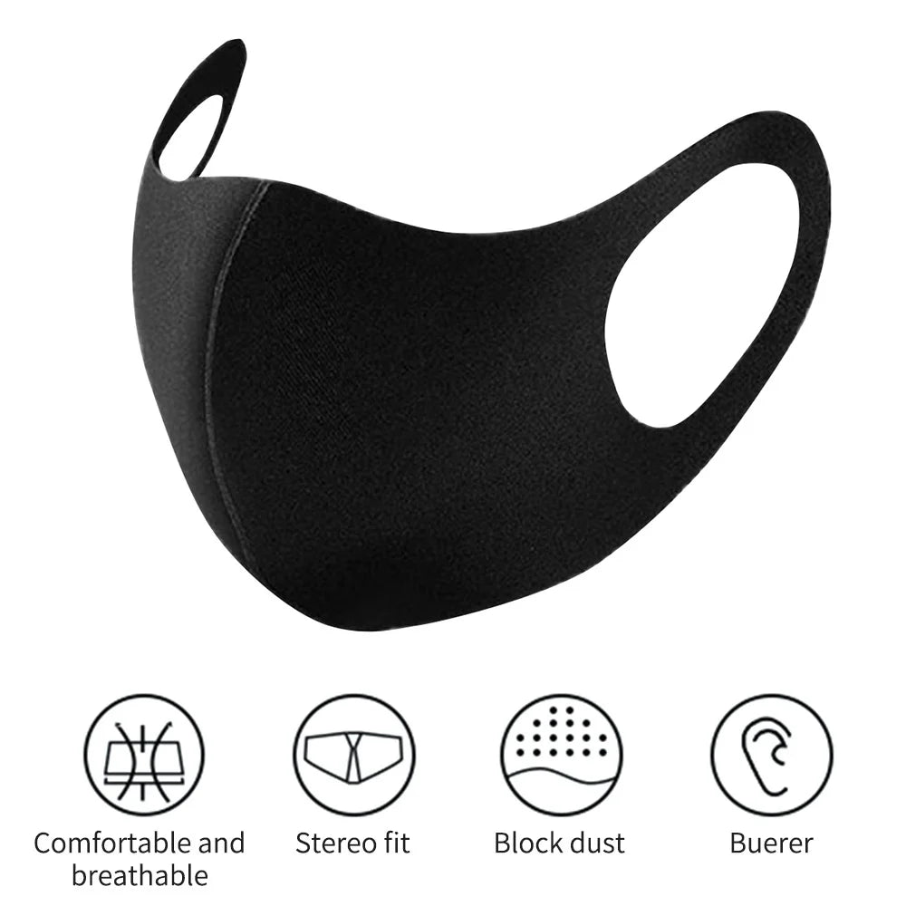 1PC Mouth Mask PM2.5 Anti Haze Black Dust Mask Nose Filter Windproof Muffle Bacteria Fabric Cloth Respirator Face Care