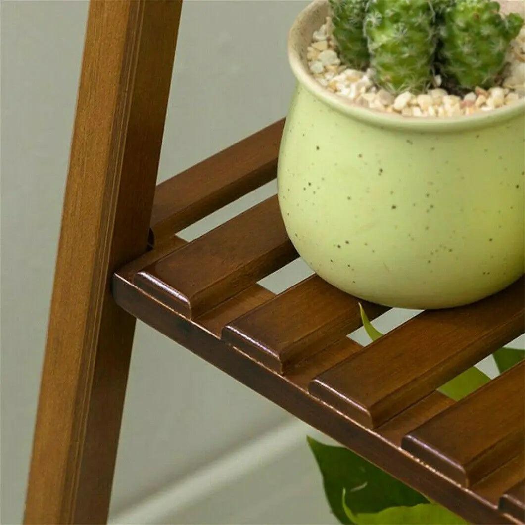 77/97/117cm Tall Bamboo Plant Stand Flower Pot Display Rack Shelf Indoor Outdoor